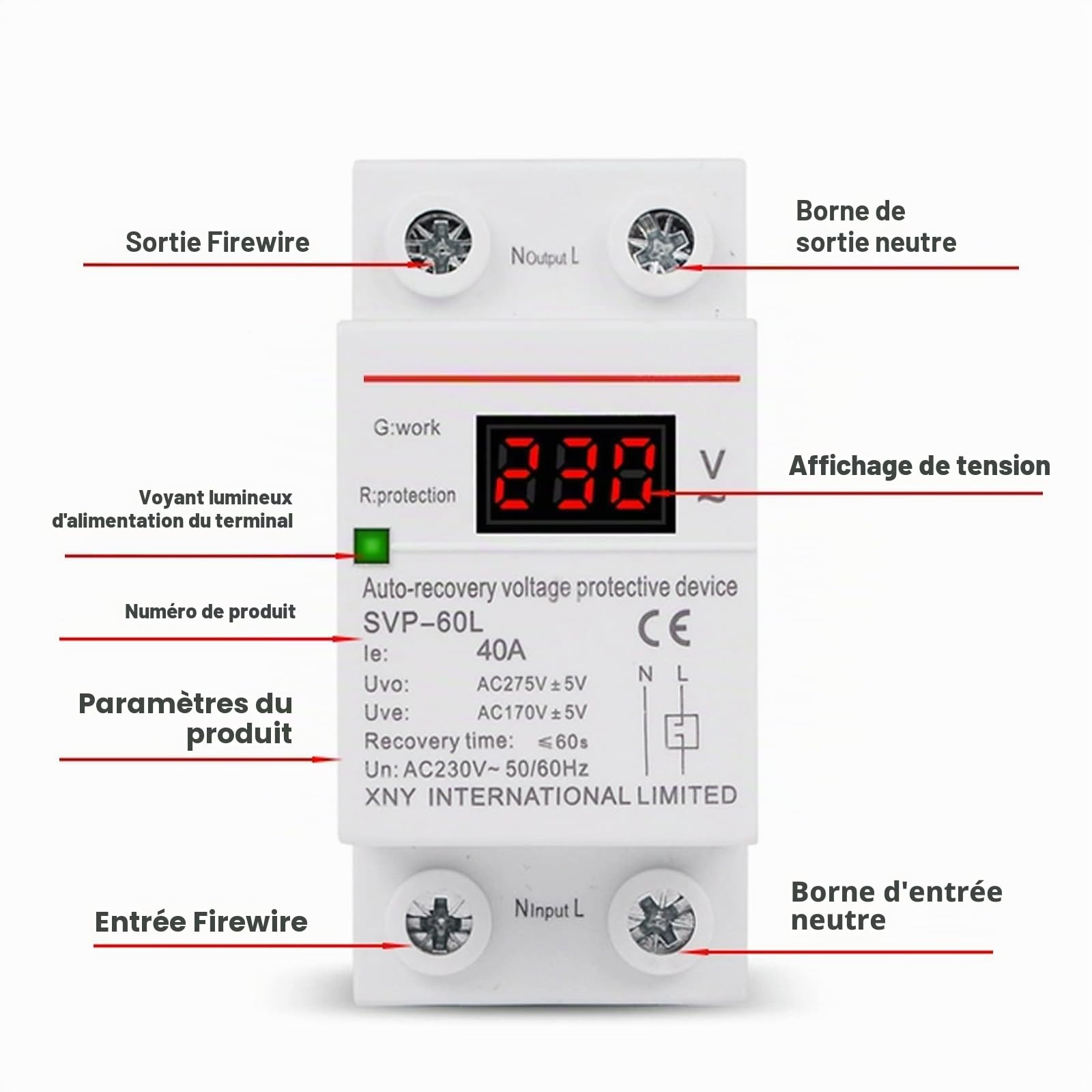 Jadeshay Installation Électrique protecteur tension 230V 40A auto