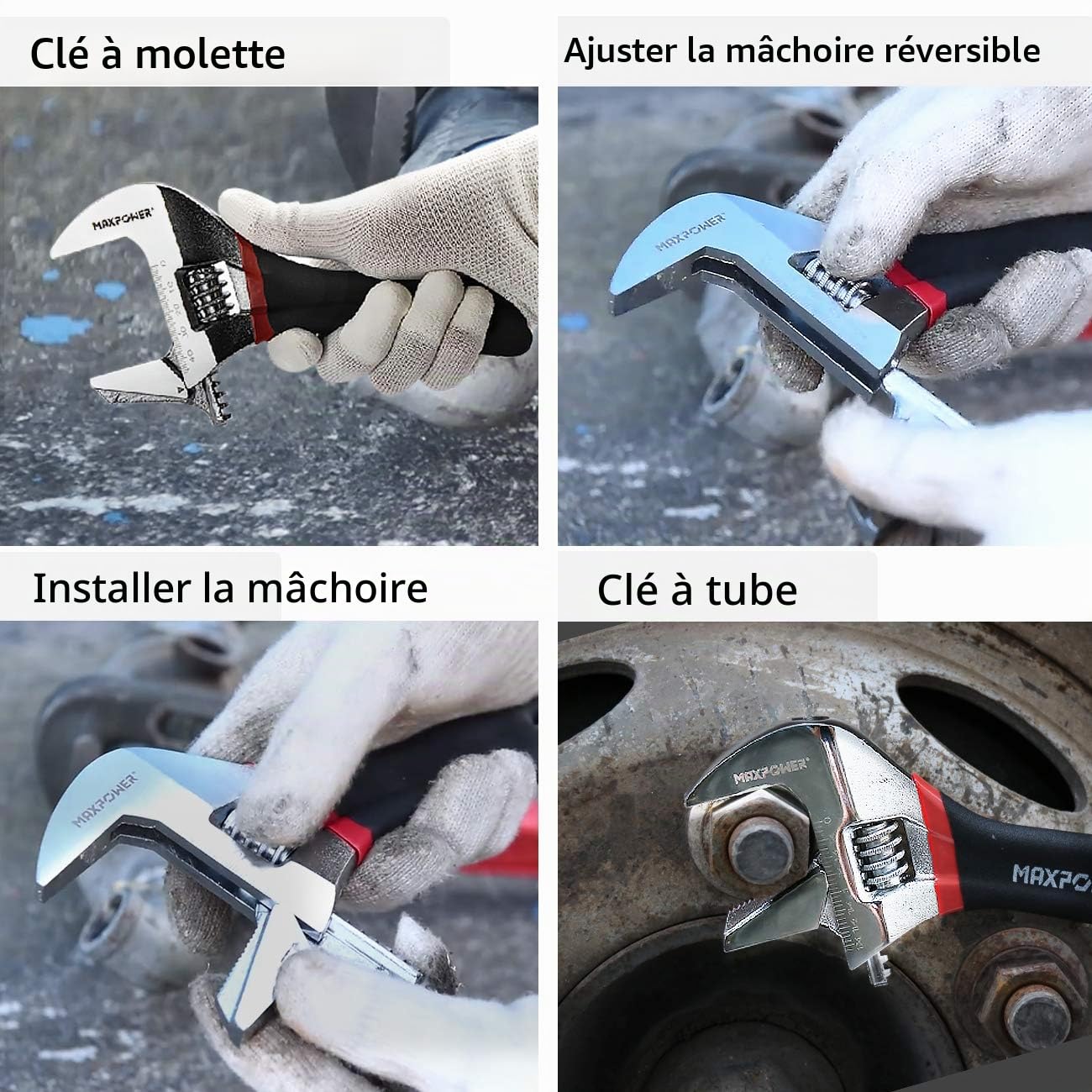 MaxPower Clés à Molette 150+200 mm Lot de 2 Cr-V