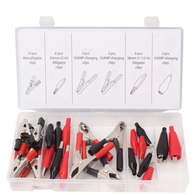 CCLIFE Electronic Tools coffret 28 pinces crocodile zingué