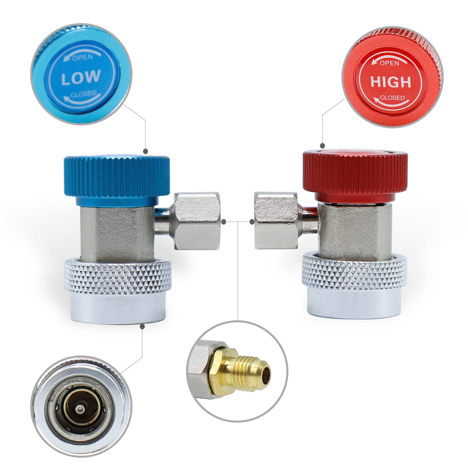 CCLIFE R134a adaptateur clim auto HP/BP 1/4 pouce
