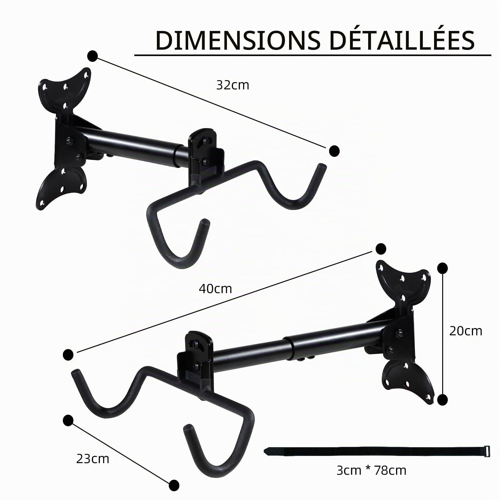 CCLIFE DIY Tools support vélo mural pliable 35 kg pivotant