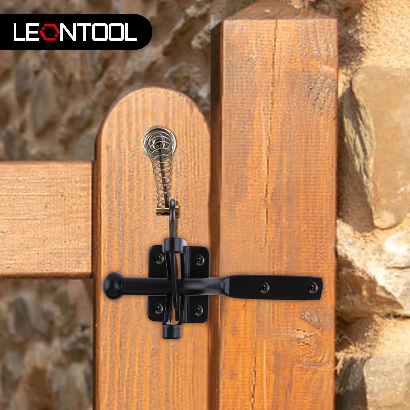 LEONTOOL Vis et Écrous loquet portail autobloquant noir avec câble