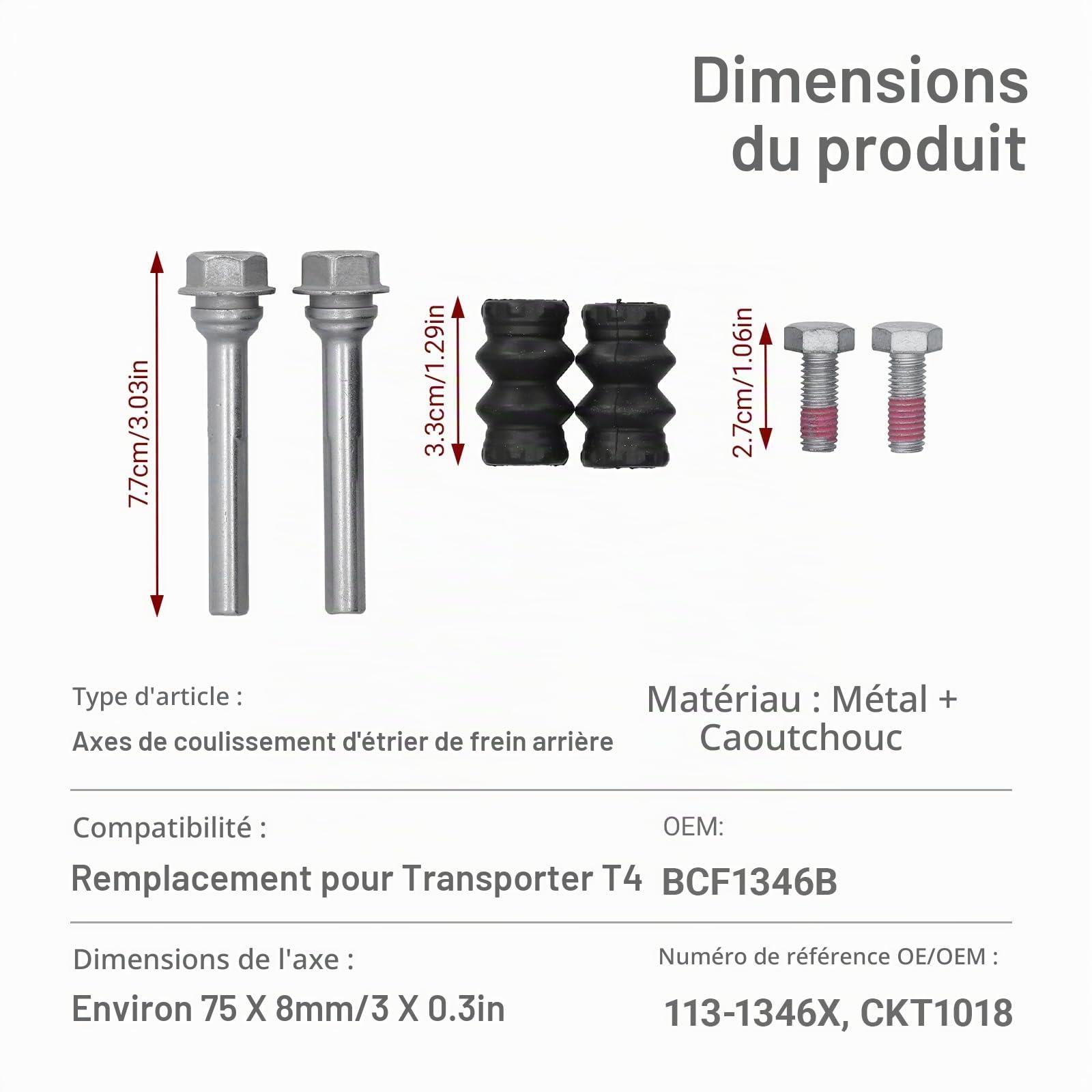 OUKENS kit boulons goupilles étrier frein arrière BCF1346B T4