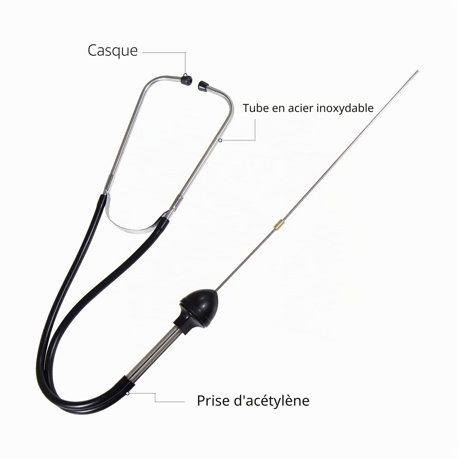 CCLIFE Test Tools stéthoscope mécanicien 920 mm 2 pointes