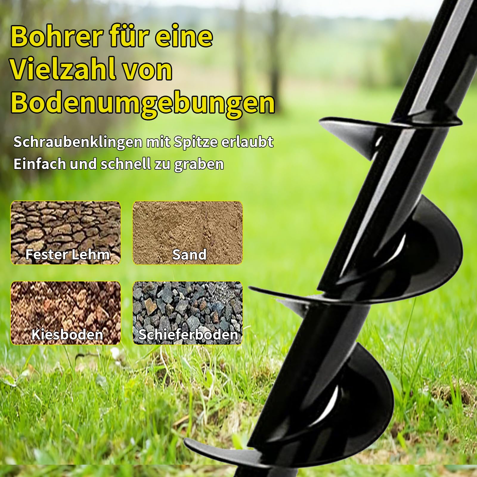OUKENS Kit 3 tarières spirale jardin tige hexagonale 18V