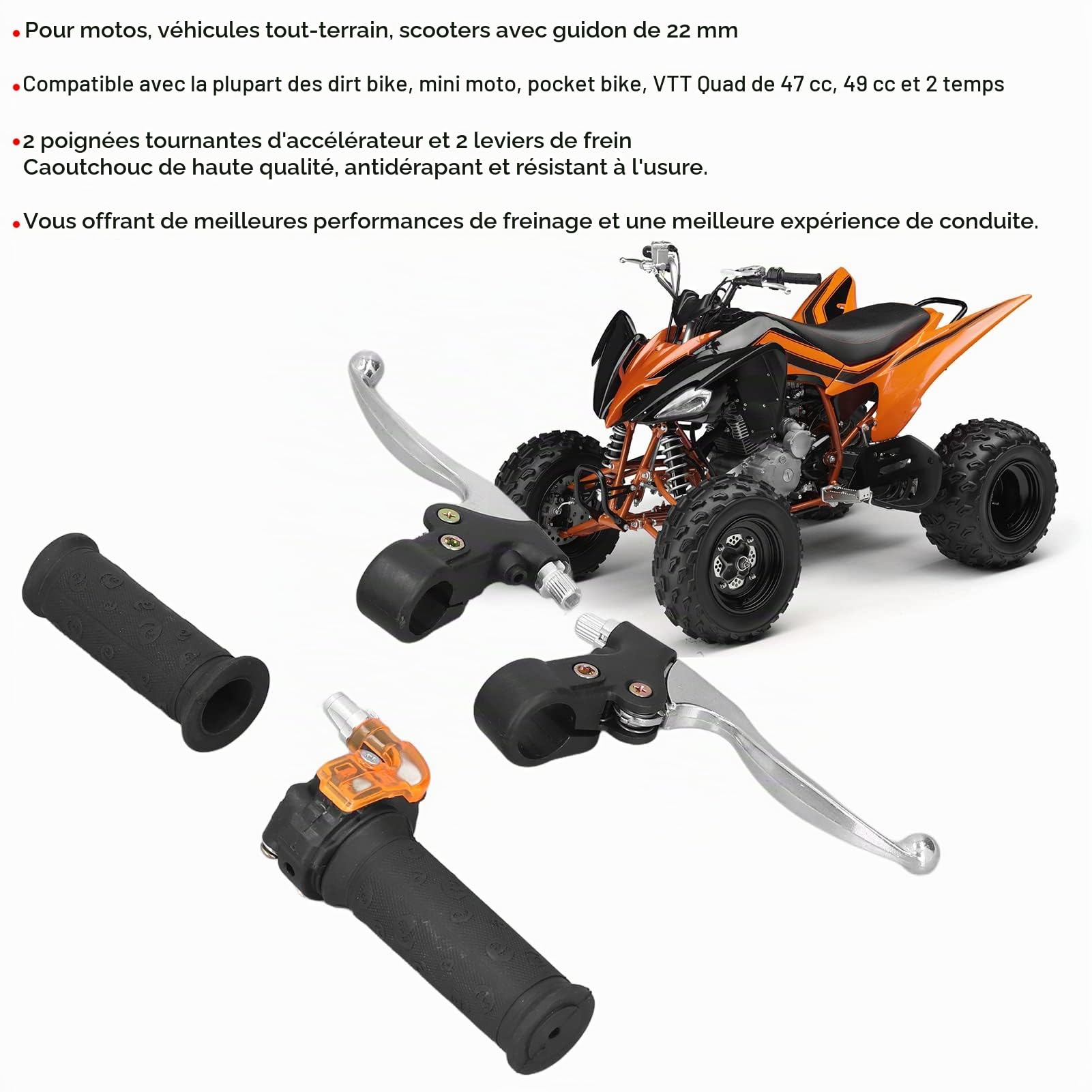 OUKENS Leviers Frein + Poignées Accélérateur 22mm 47cc 49cc
