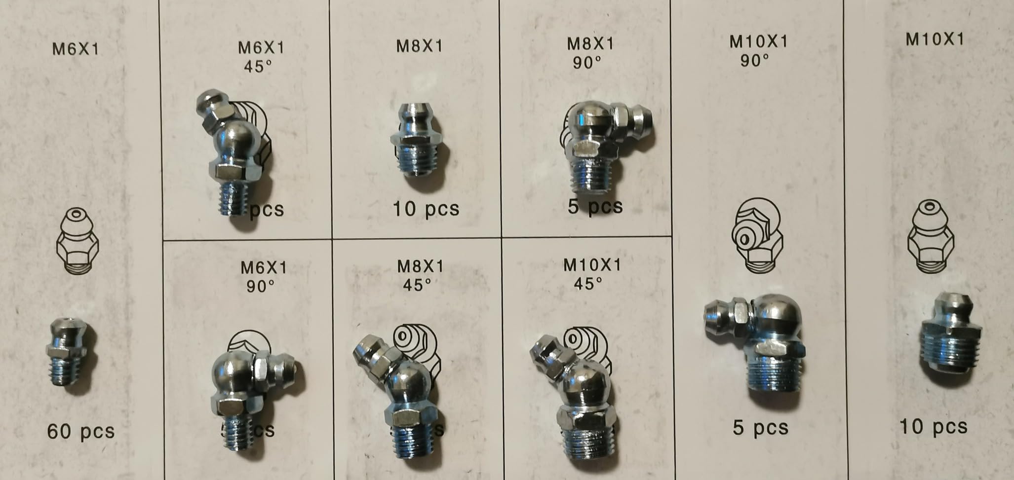 CCLIFE DIY Tools graisseurs M6 M8 M10 coffret 110 pièces