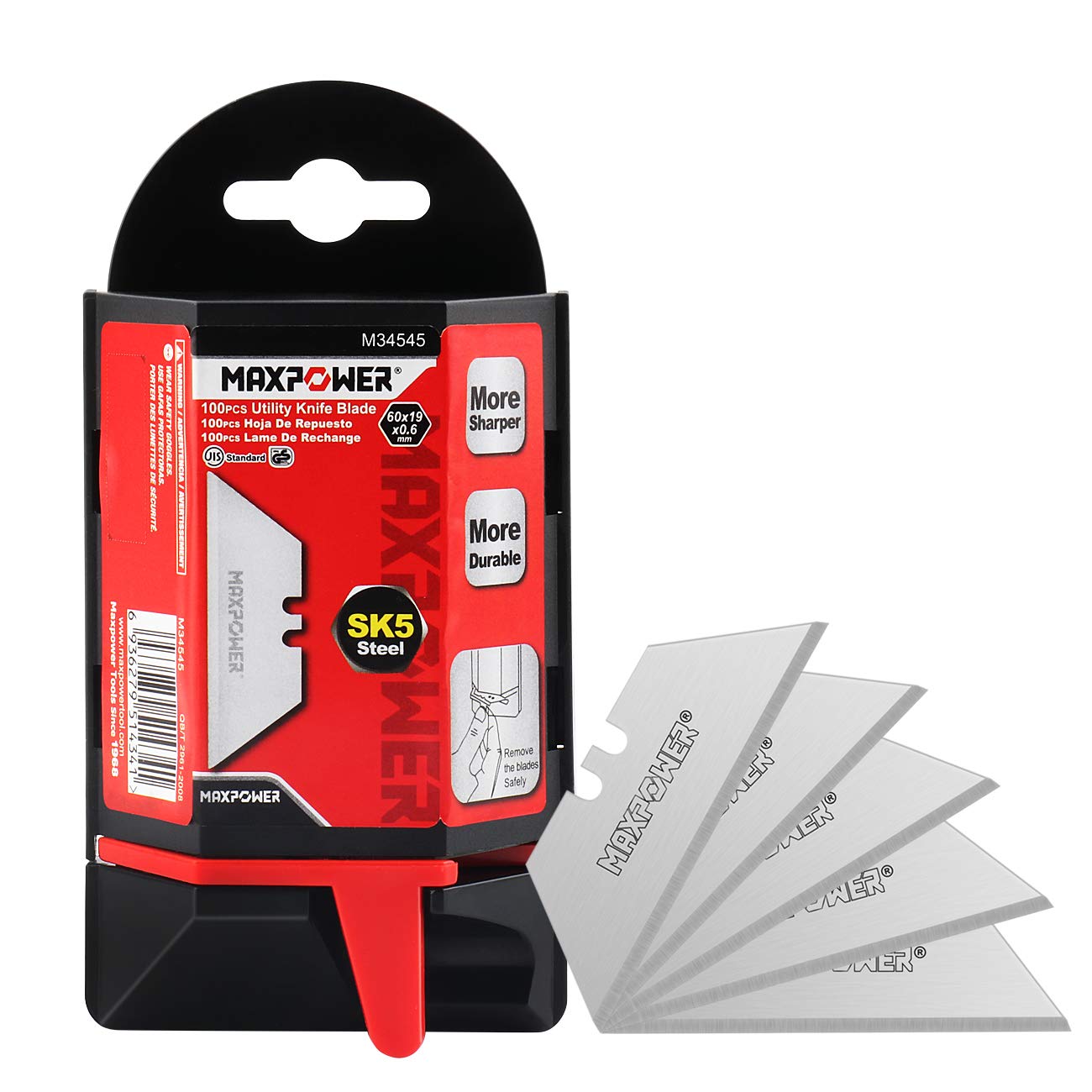 MaxPower Outils de coupe Lames trapèze SK5 100 pièces