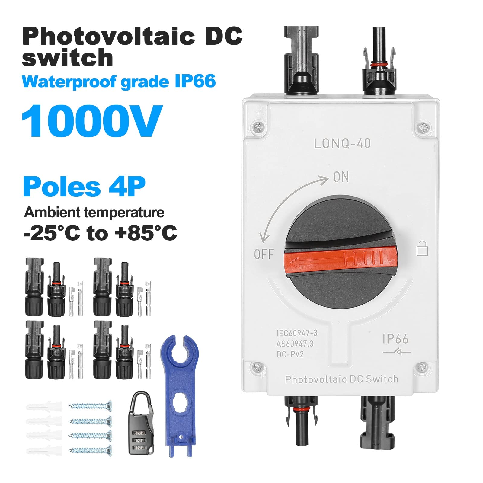 Jadeshay Isolateur solaire DC 32A 1200V IP66