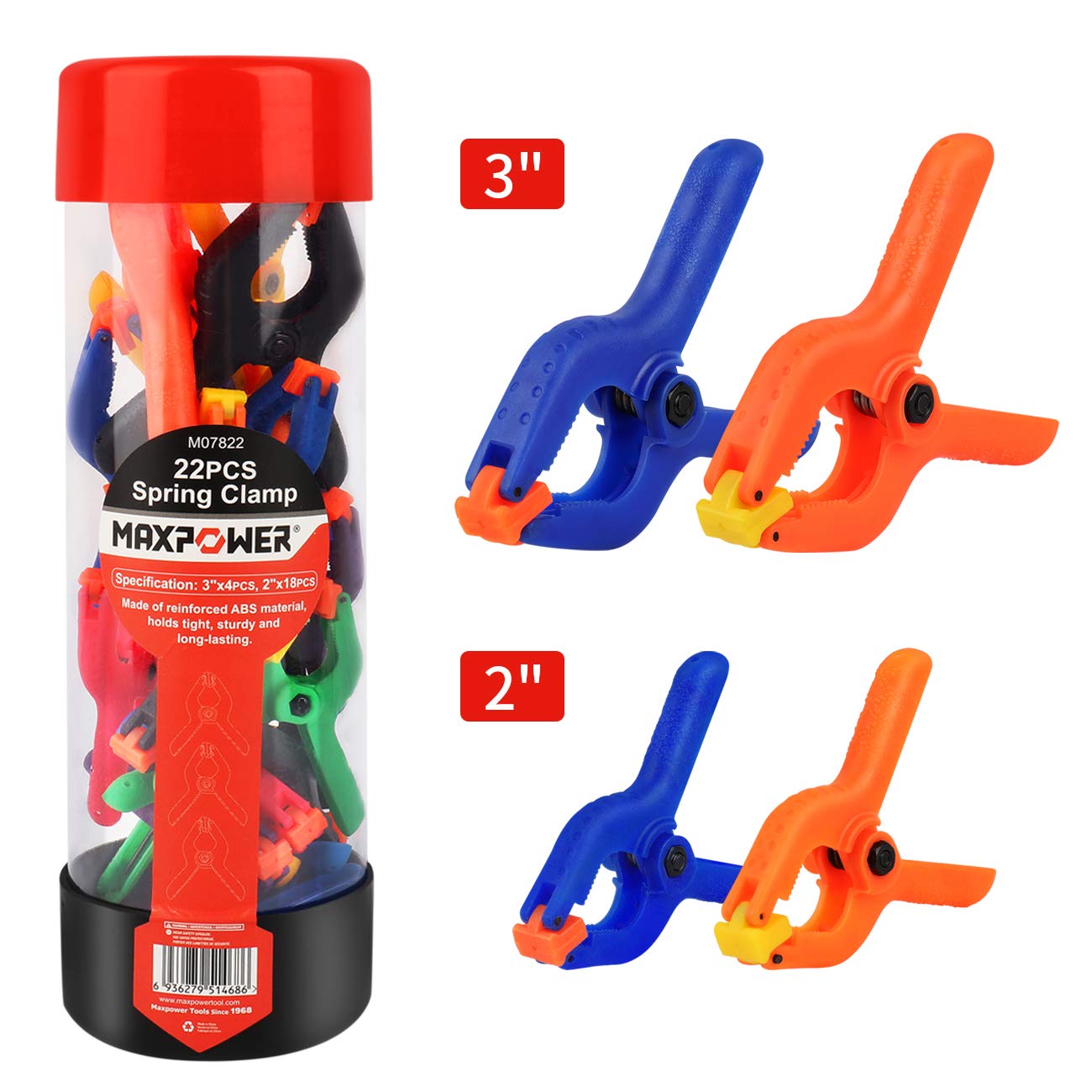MaxPower Outils de serrage lot 22 pinces à ressort ABS