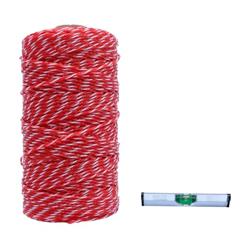 CCLIFE DIY Tools cordeau maçon 200 m rouge-blanc 2 mm