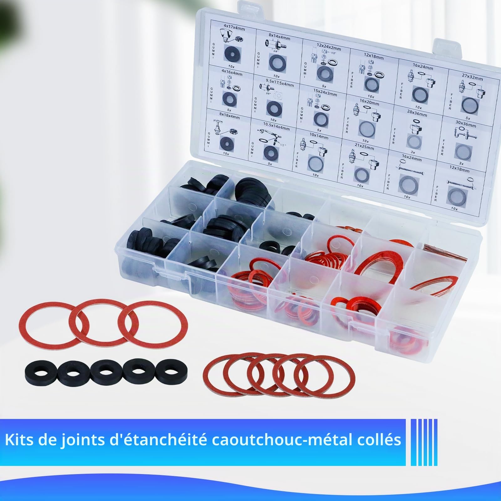 CCLIFE DIY Tools coffret 141 joints toriques fibre caoutchouc