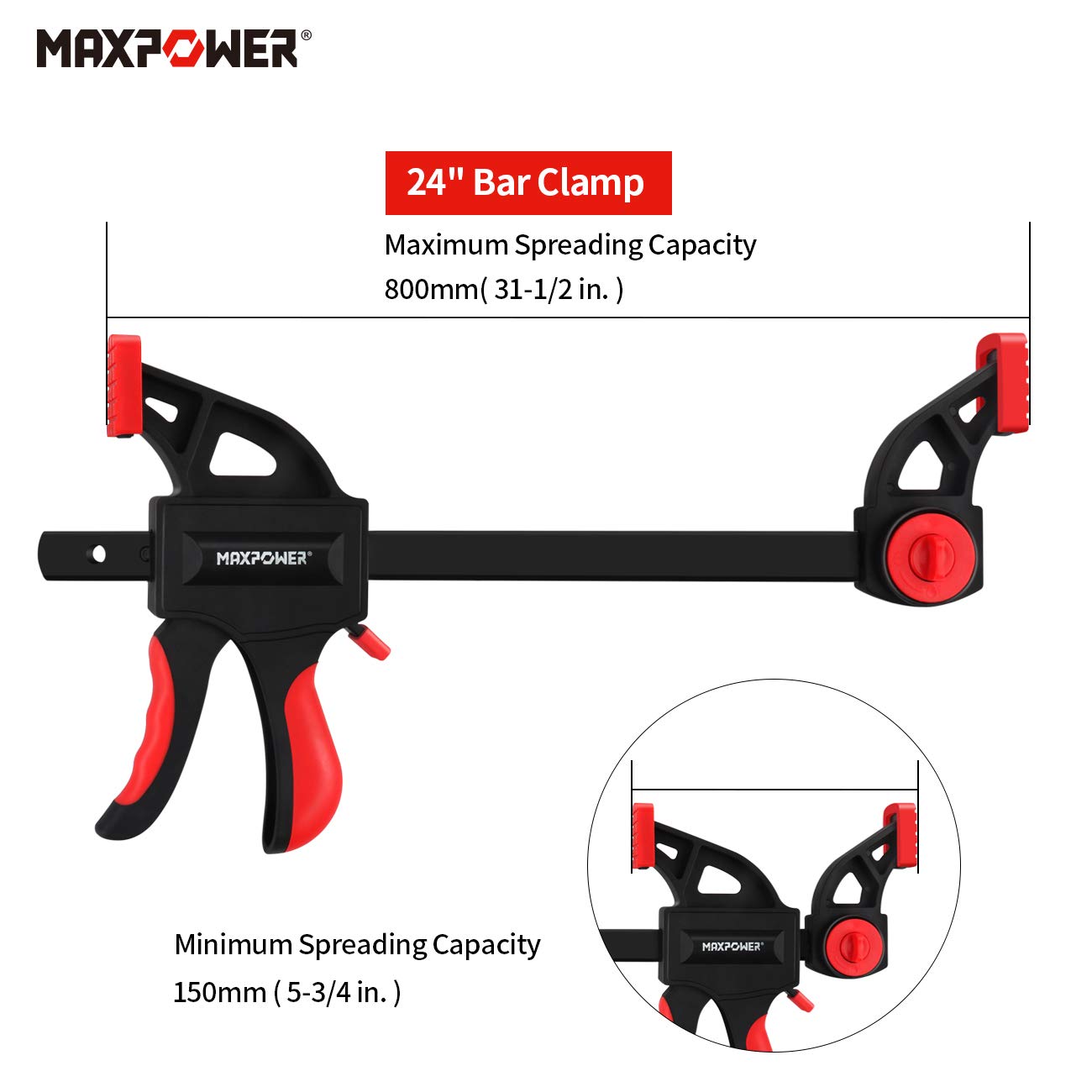 MaxPower Outils de serrage serre-joint rapide 600 mm 4 pièces 100 kg
