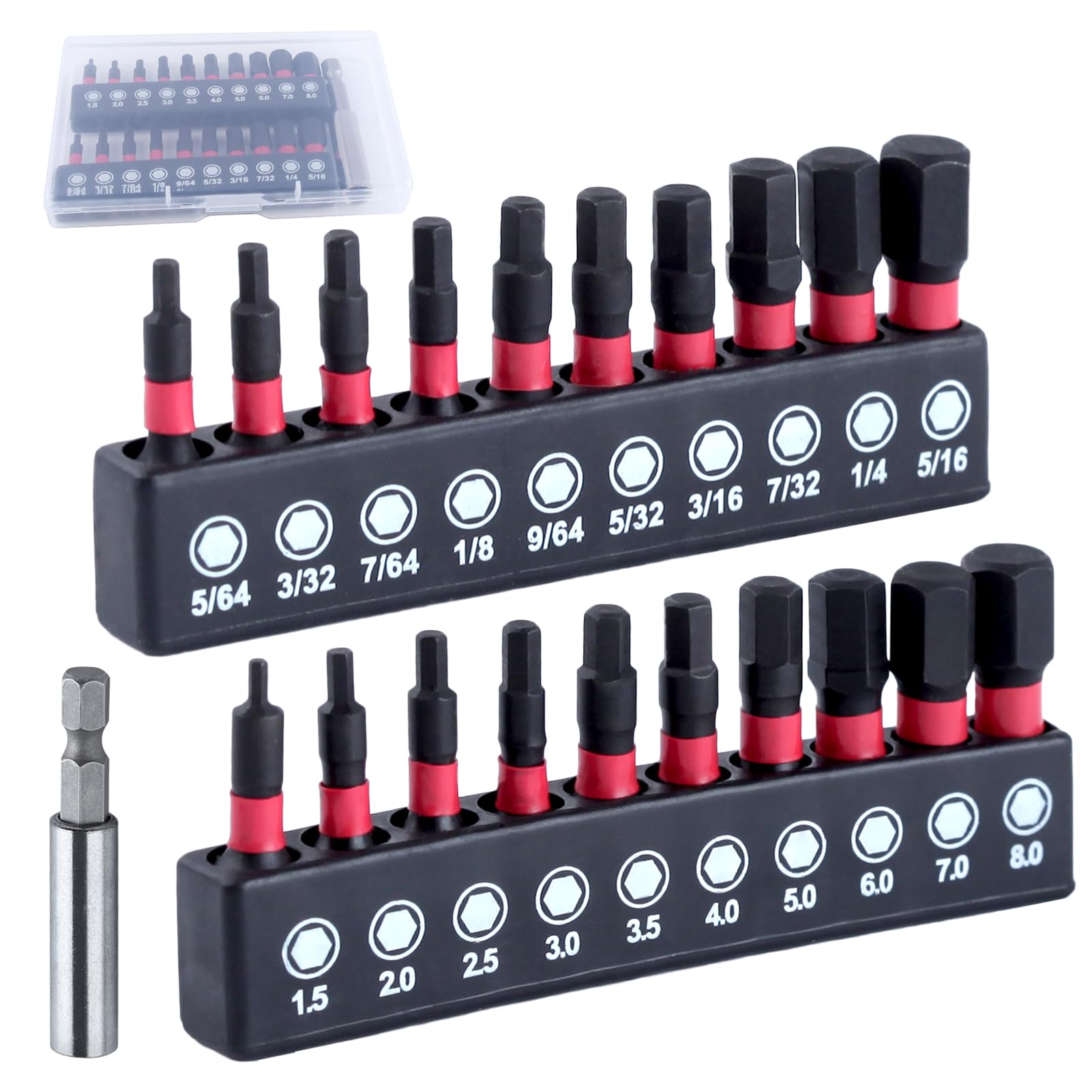 LEONTOOL Tournevis jeu 20 embouts hex S2 50mm métrique+SAE