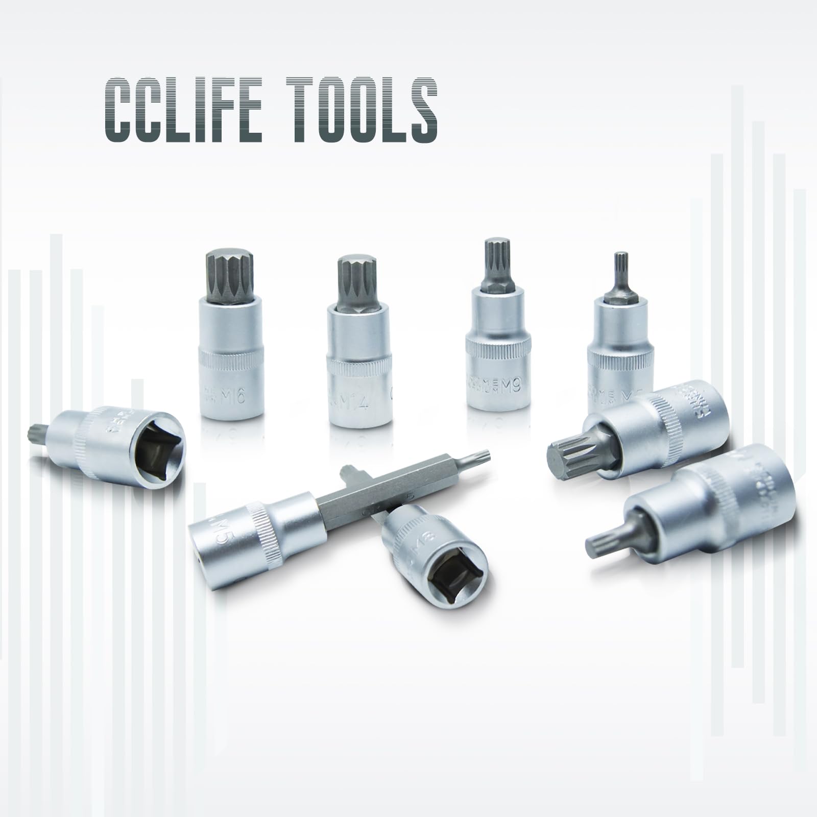 CCLIFE Socket Bit Sets coffret douilles XZN M5-M16 26 pièces