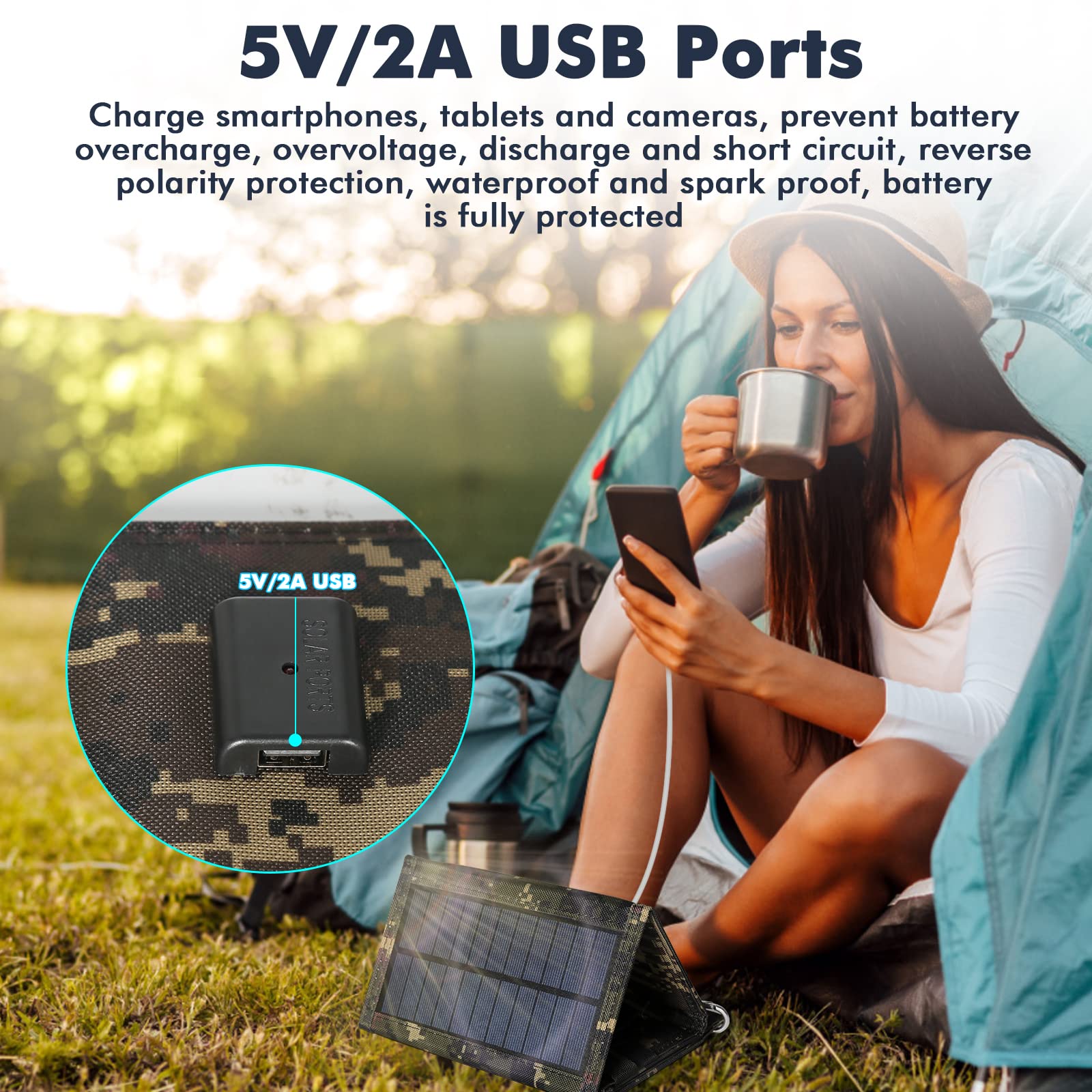 Jadeshay Panneau solaire pliable 20W USB 5V portable