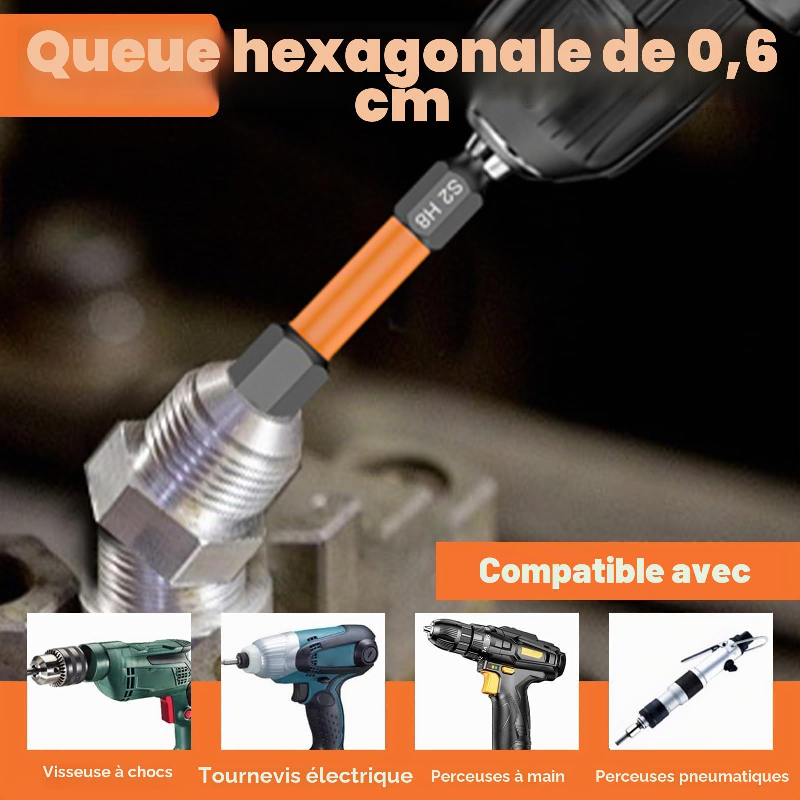 LEONTOOL Tournevis jeu 20 embouts hex S2 50mm métrique+SAE