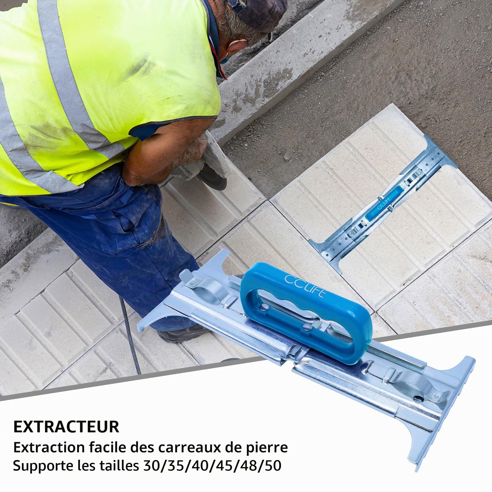 CCLIFE DIY Tools lève-dalle 30-50 cm 30 kg 6 positions