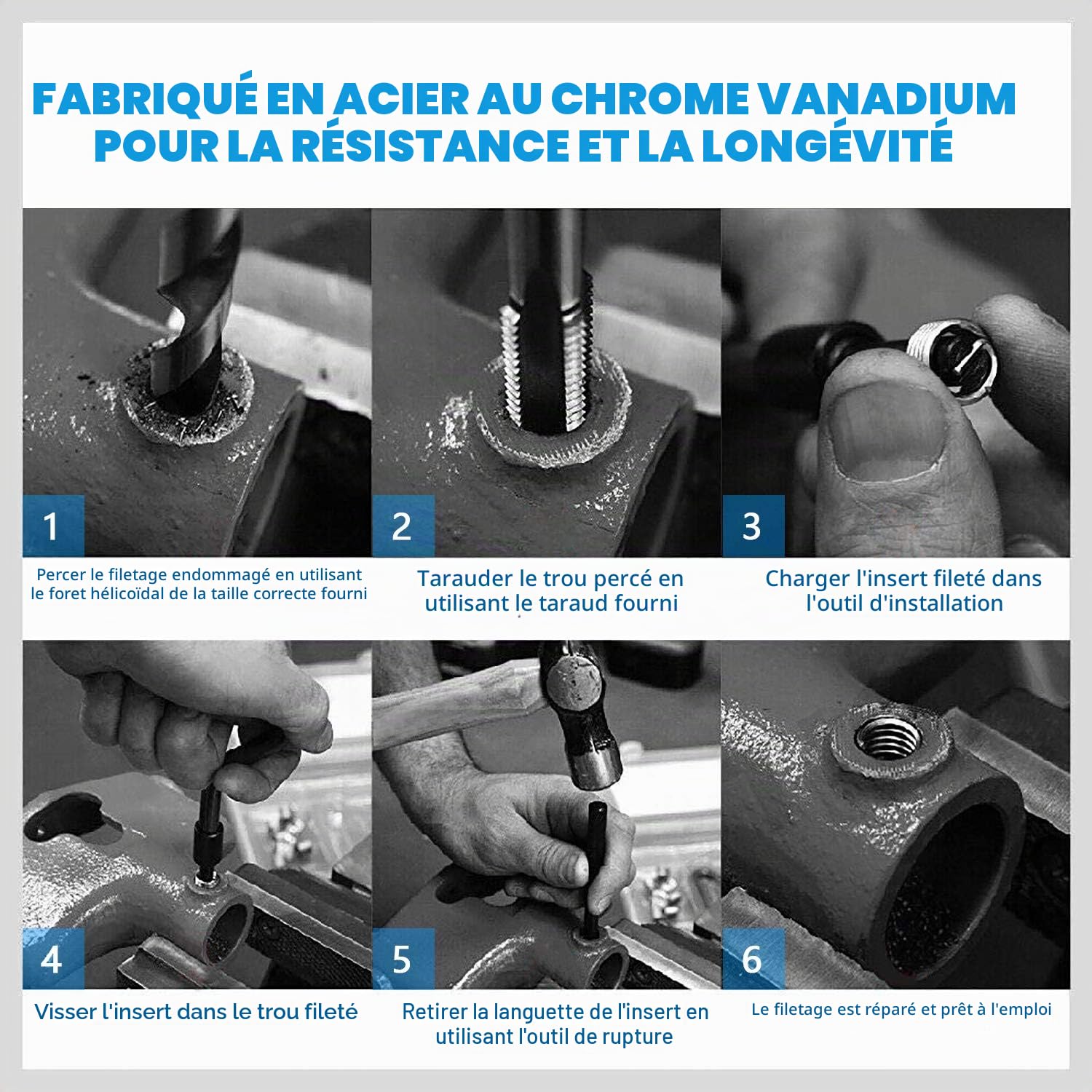 CCLIFE Thread Cutting kit réparation filetage 131 pièces M5-M12