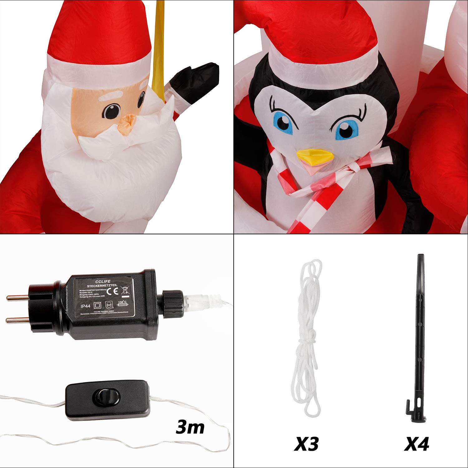 CCLife DIY Tools Père Noël gonflable LED 160 cm