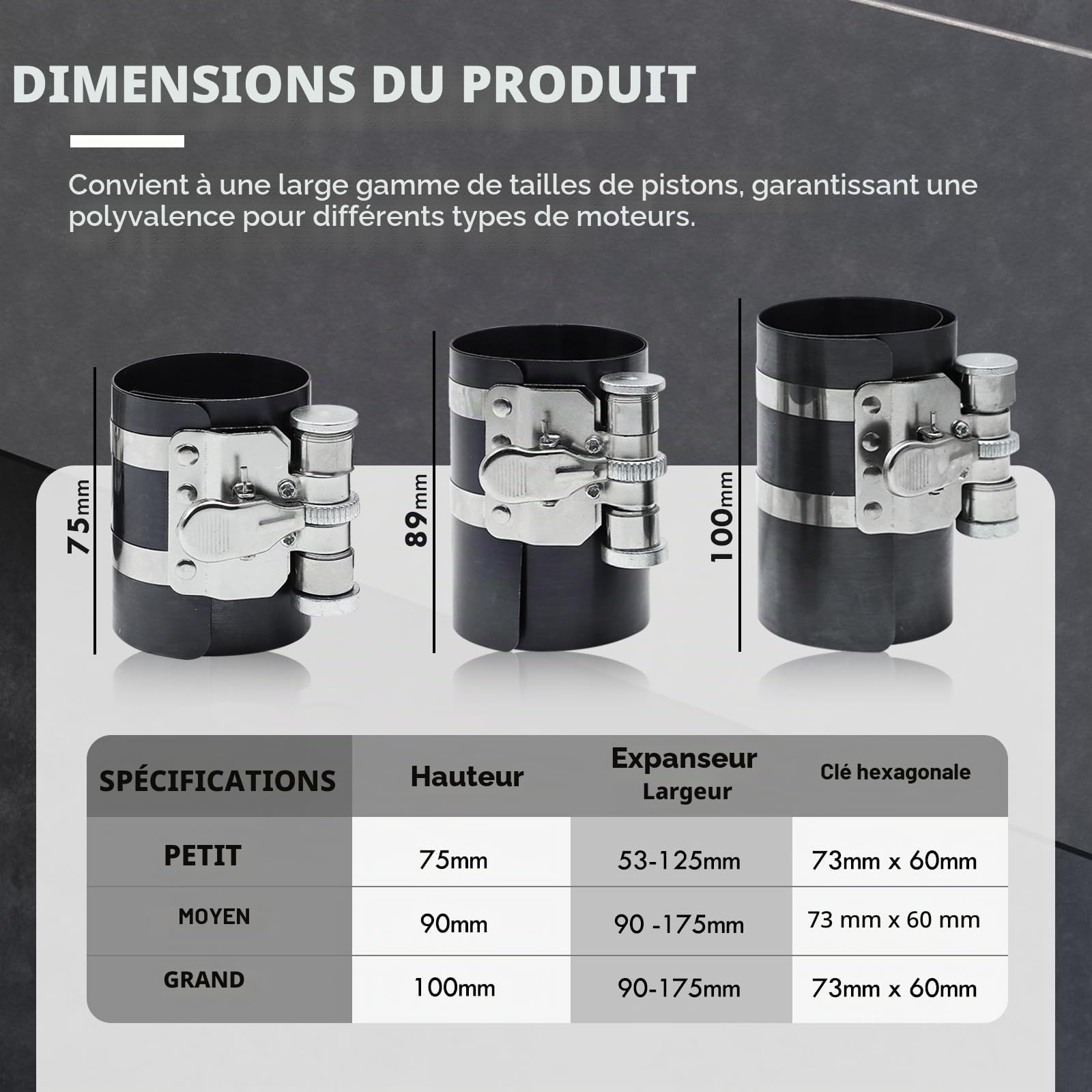 CCLIFE Spring Compressor kit segments piston 5 pièces