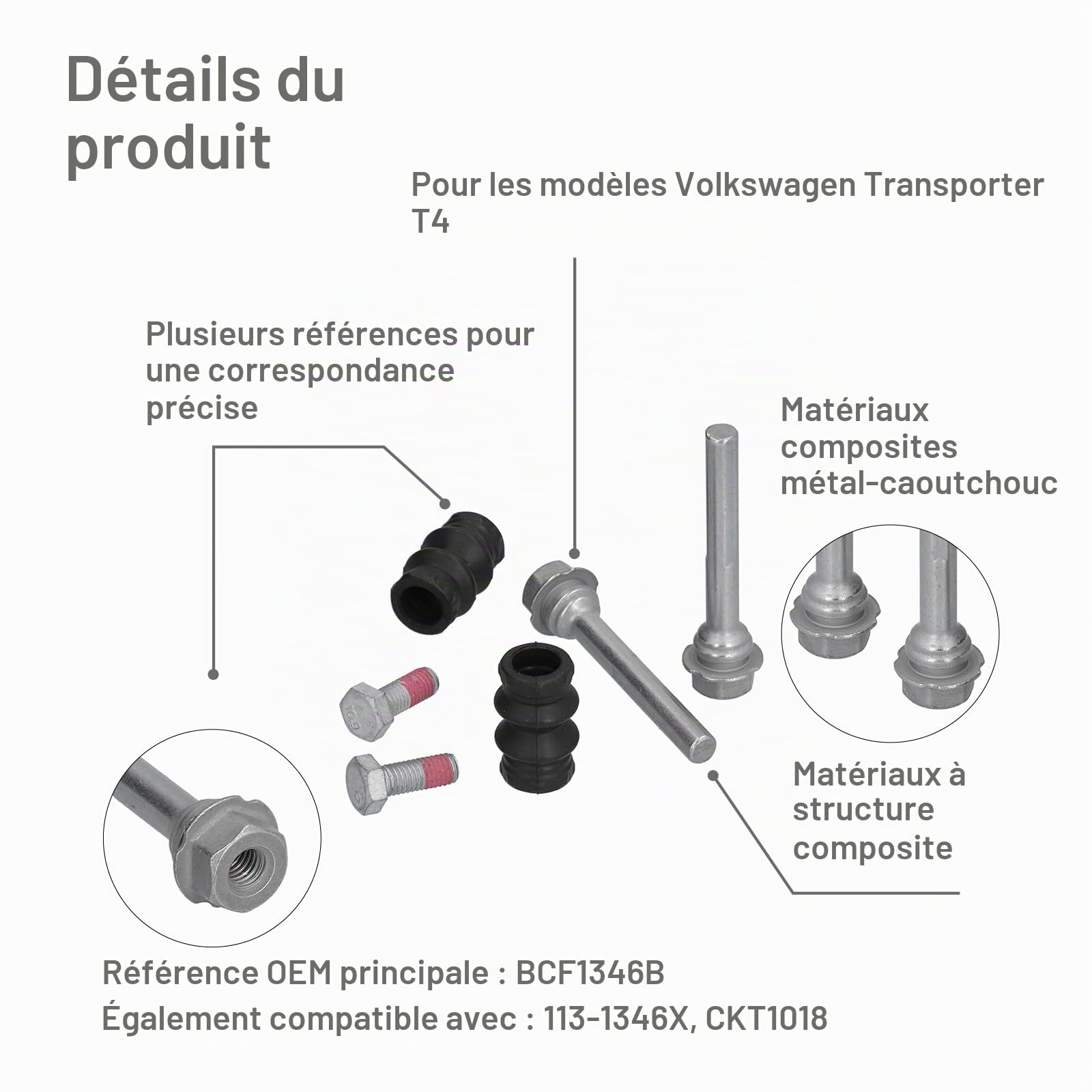 OUKENS kit boulons goupilles étrier frein arrière BCF1346B T4