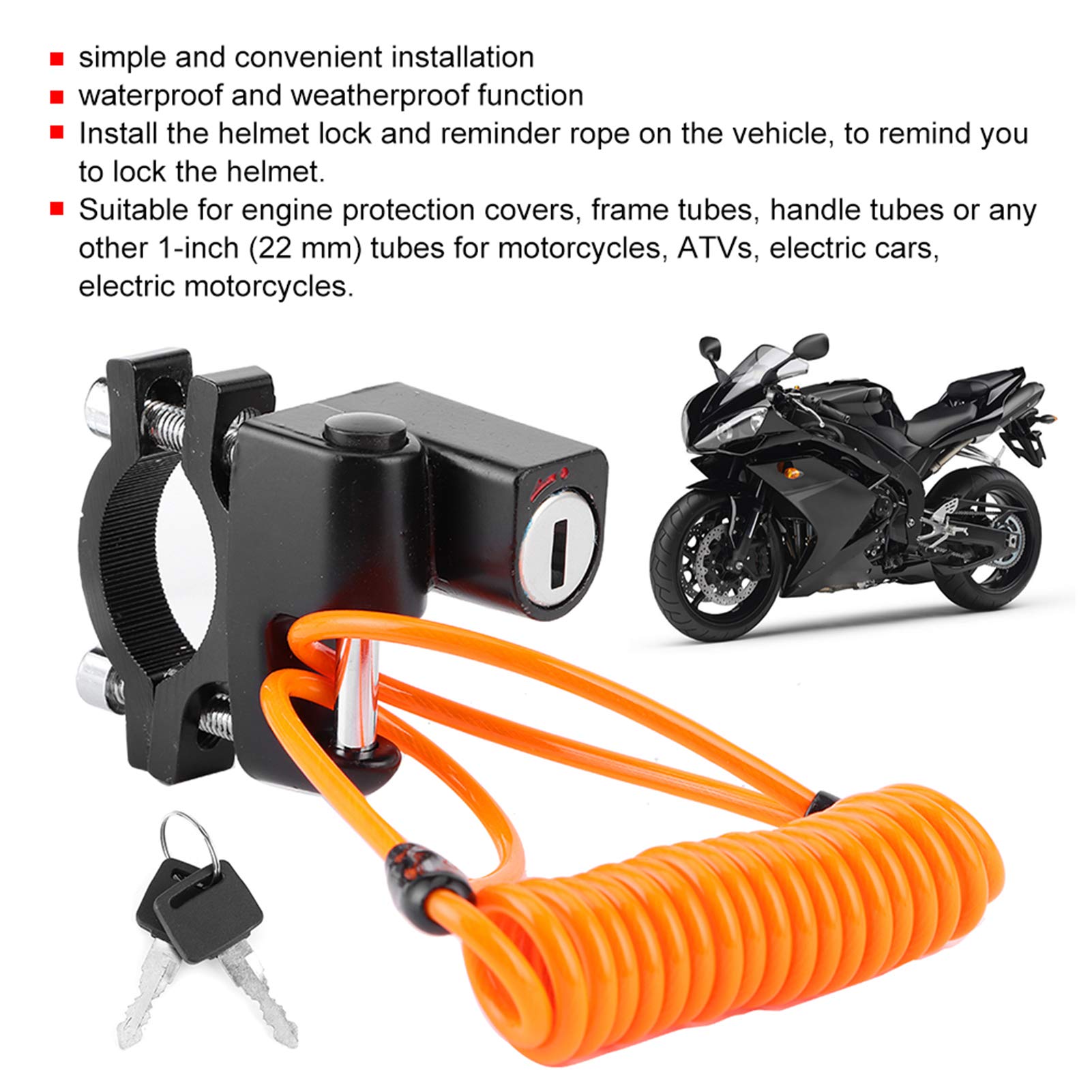 OUKENS Accessoires de moto serrure casque alu étanche