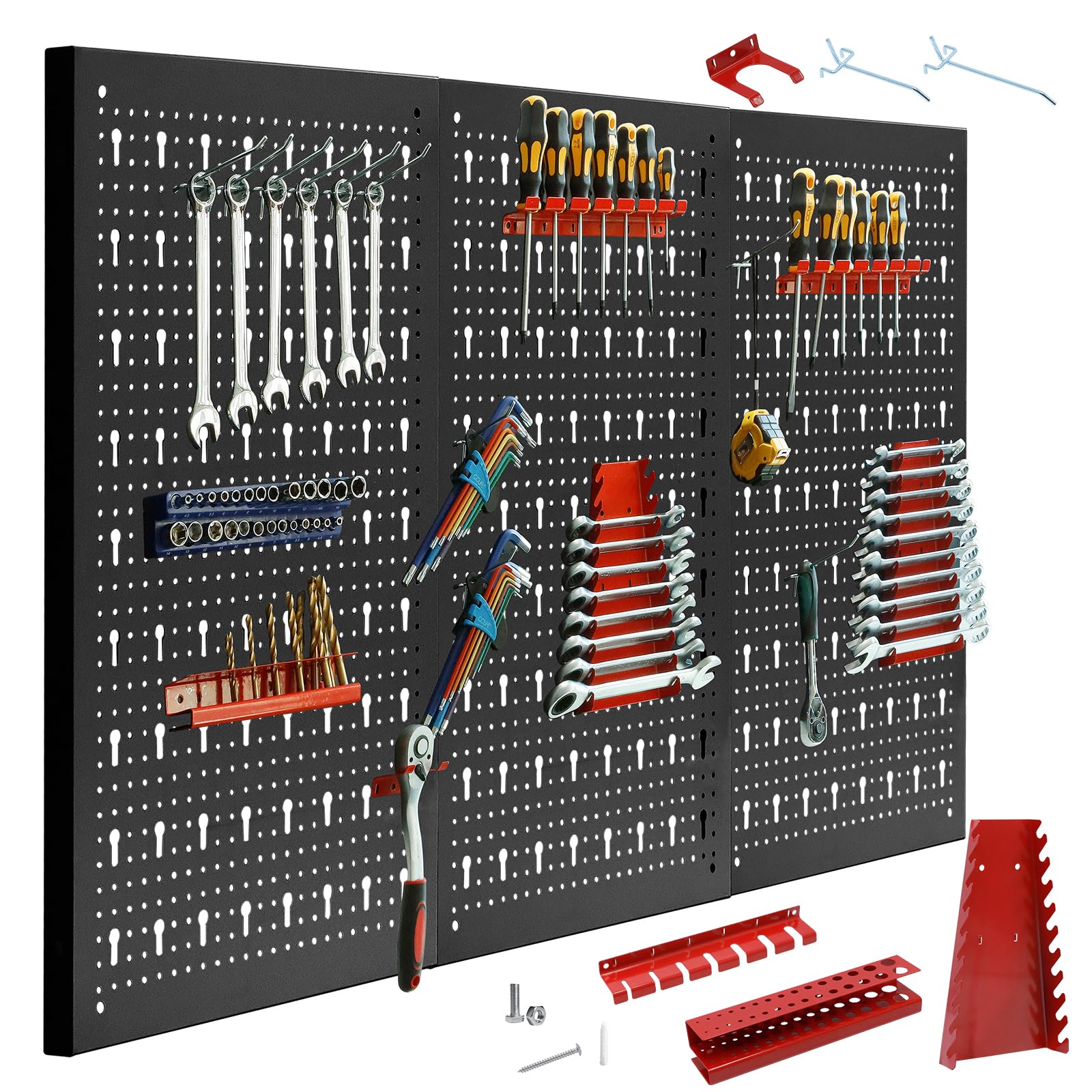 CCLIFE DIY Tools panneau mural 4 panneaux 160x60cm 37 crochets