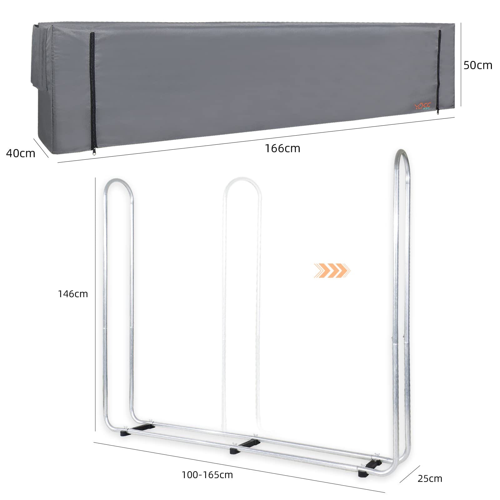 CCLIFE DIY Tools Range Bûches Métal avec Bâche