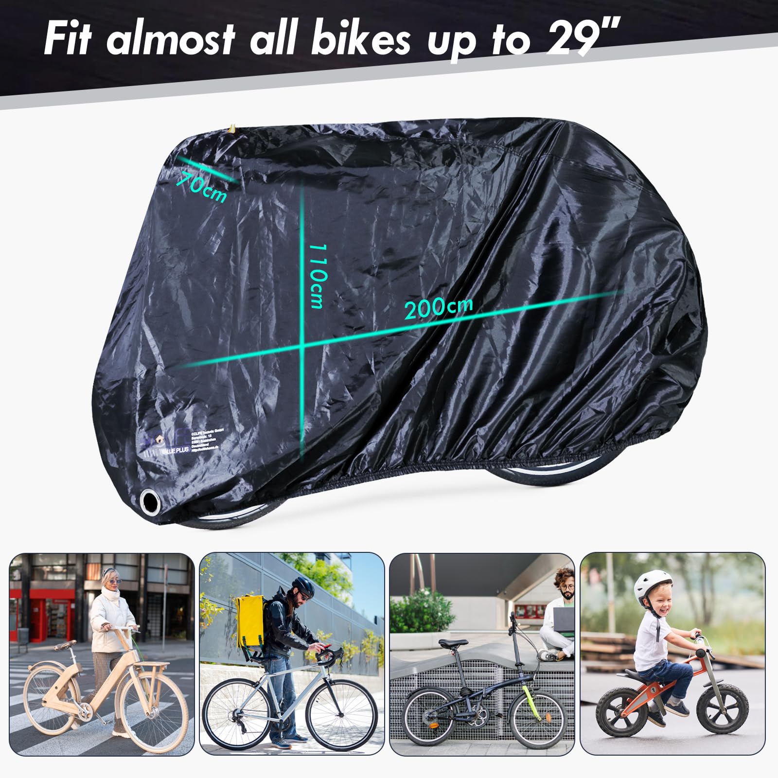 CCLife DIY Tools housse vélo 200x110x70 Oxford 210D noir