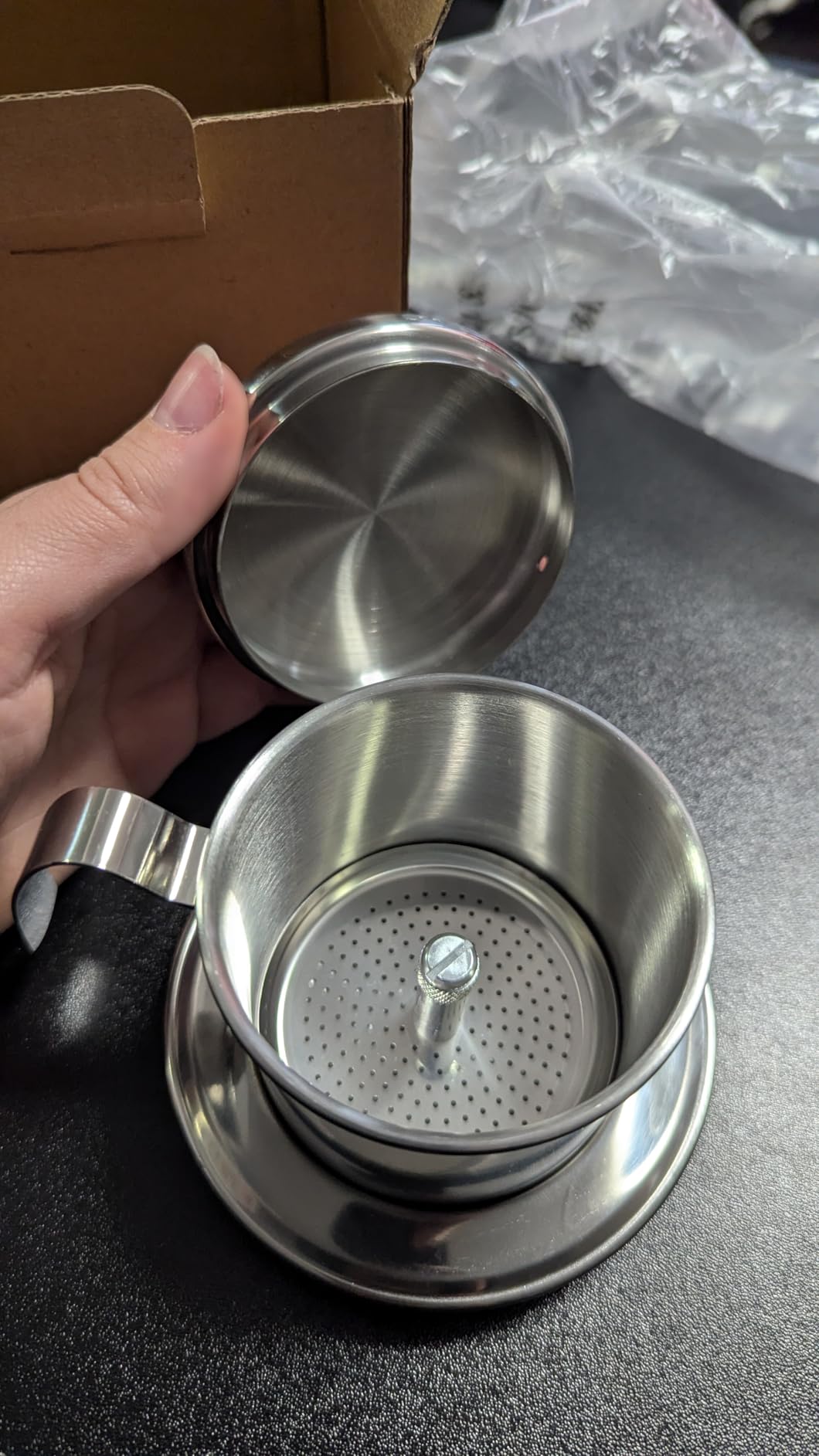 OUKENS Filtre Café Vietnamien Inox 100 ml 1 Tasse Réutilisable