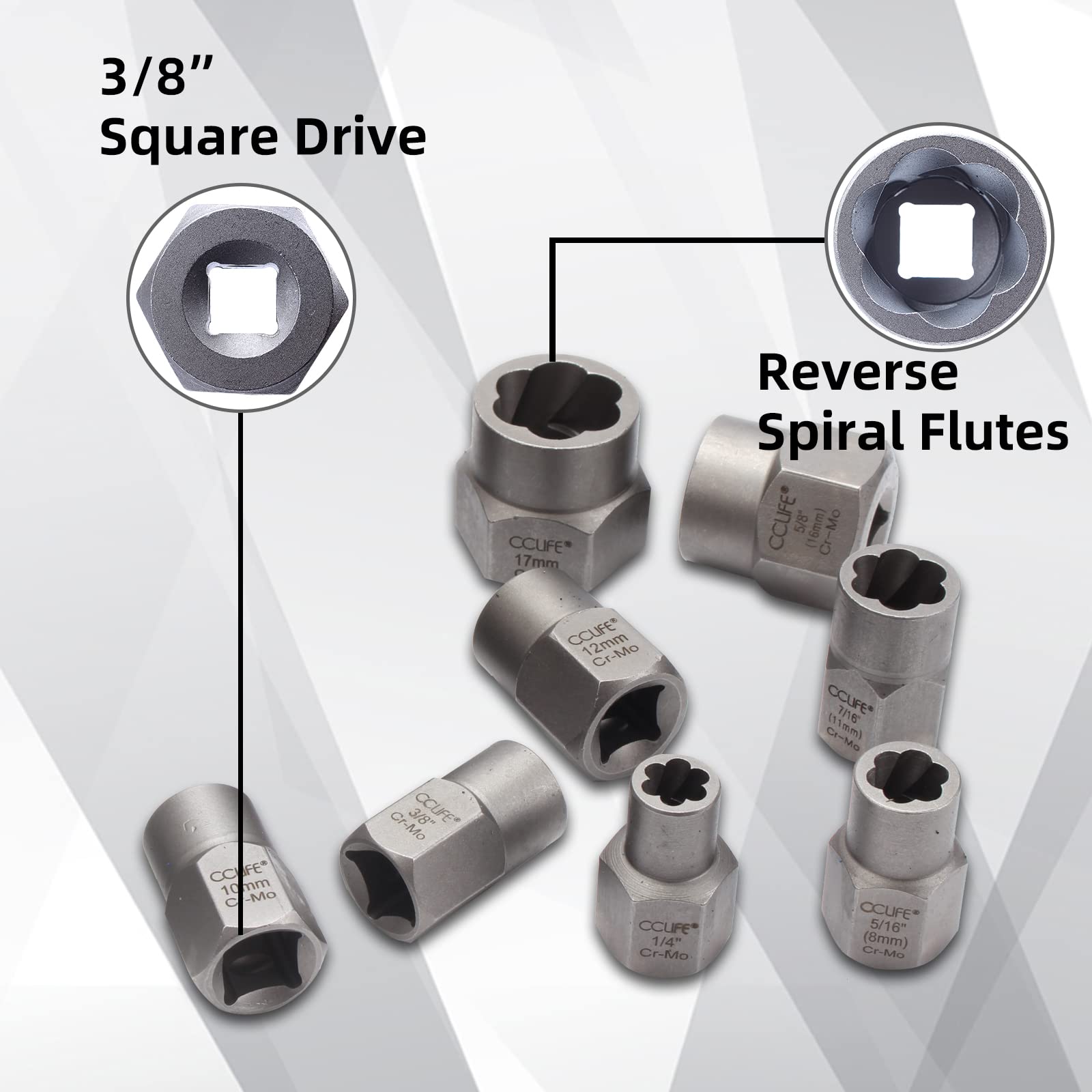 CCLIFE Locking Wheel Nut Removal coffret extracteur 15 pièces 8-19mm