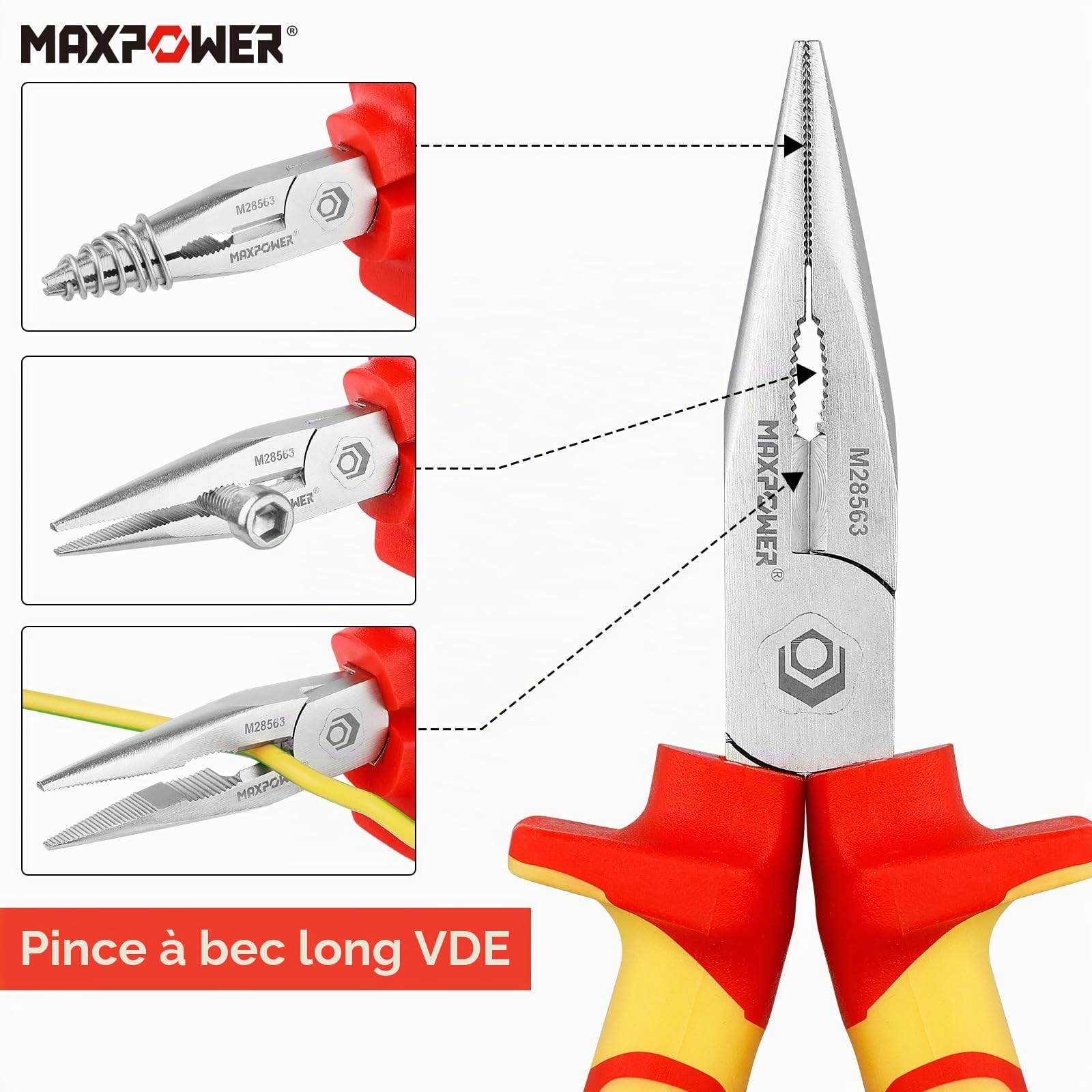 MaxPower Outils isolés jeu pinces VDE 1000V 4 pcs 160mm
