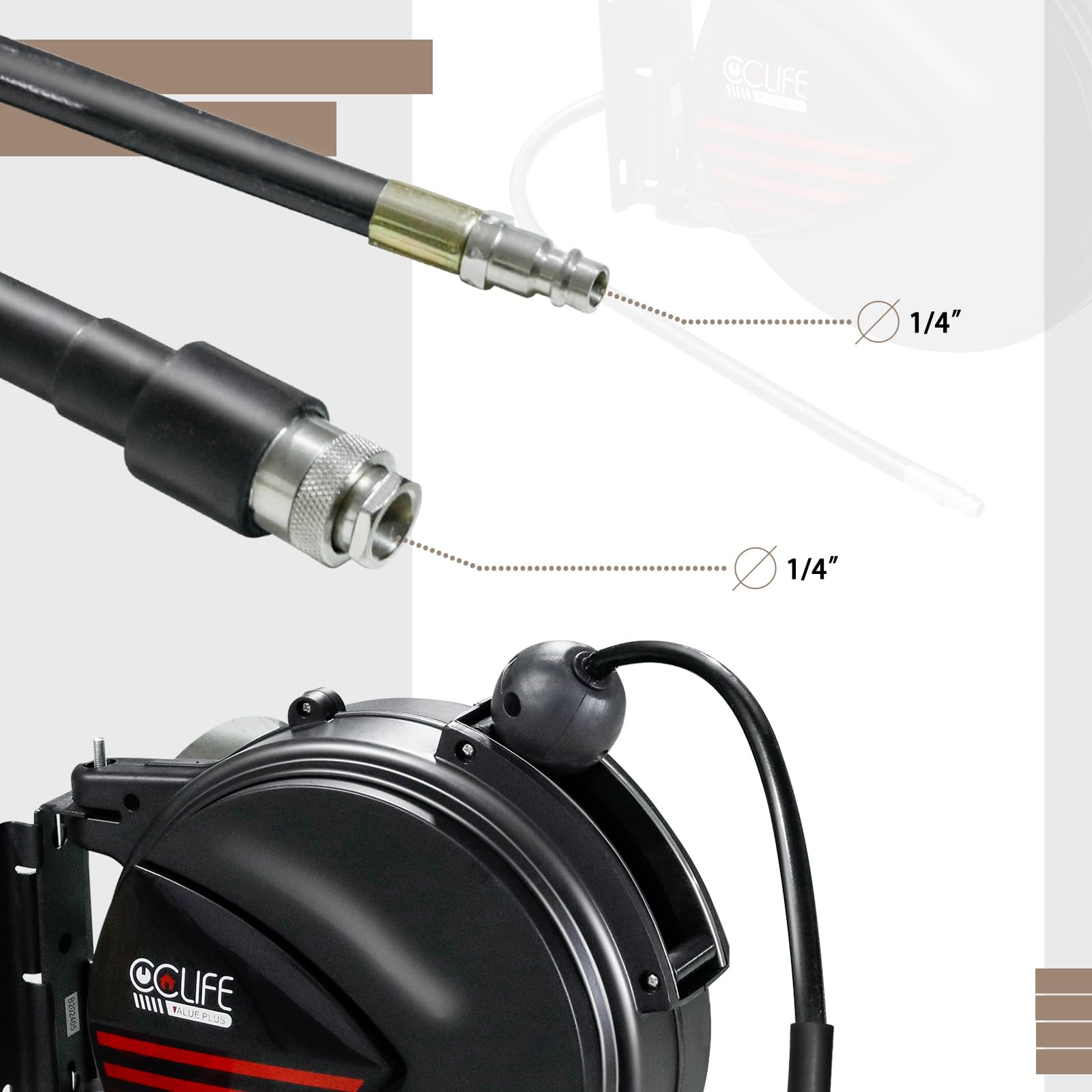 CCLIFE Enrouleur air comprimé 10 m 1/4" 15 bar