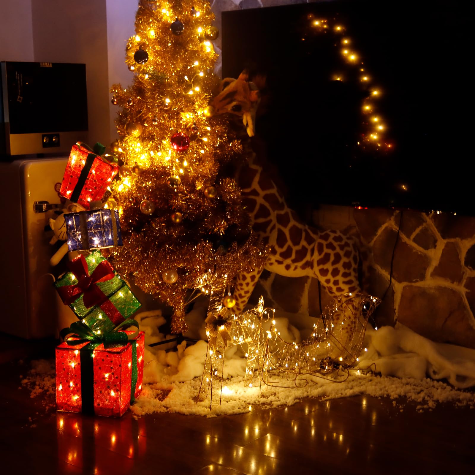 CCLIFE DIY Tools boîte cadeau LED Noël lot de 4 couleur carré