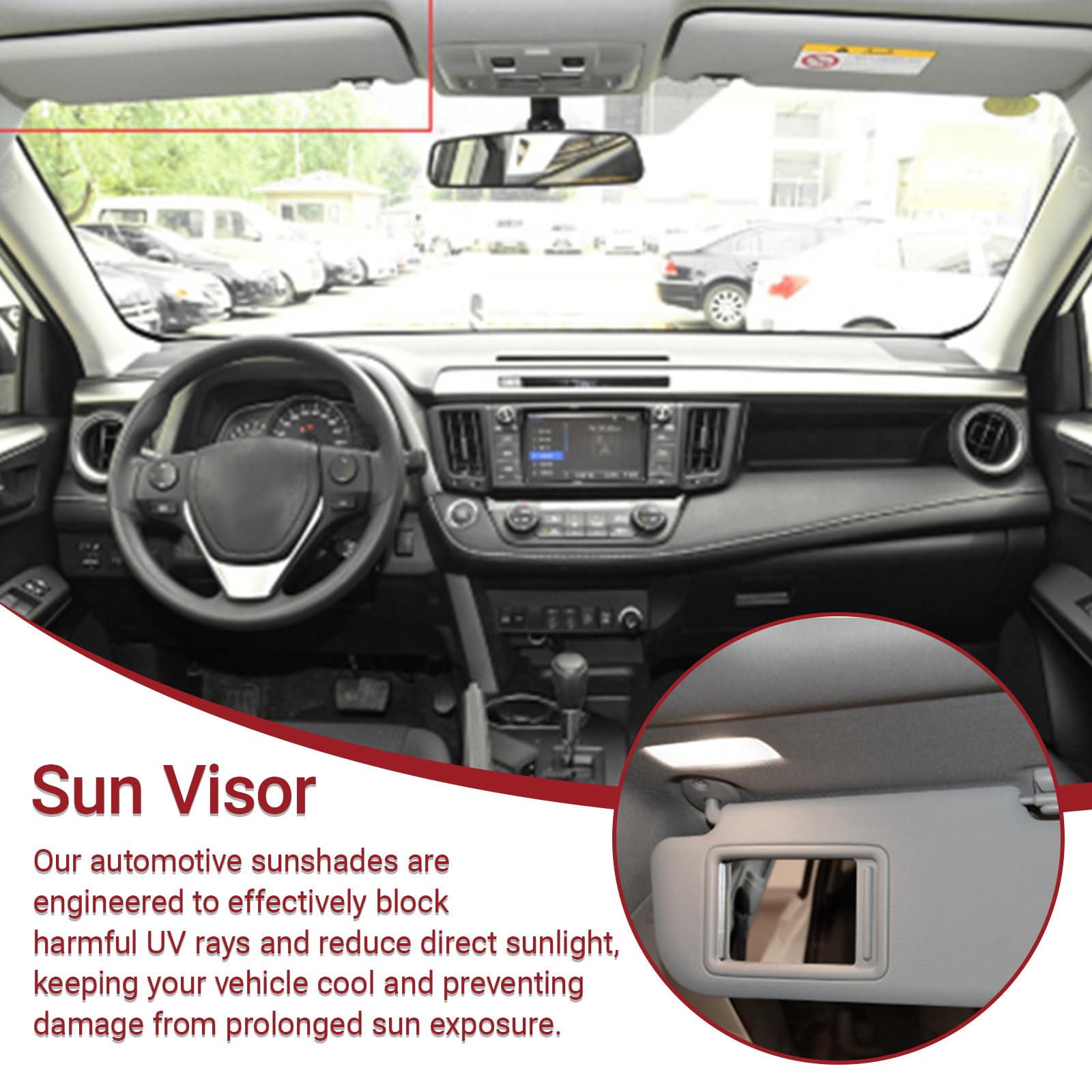 OUKENS Pare-soleil passager RAV4 2006-2009 gris avec miroir
