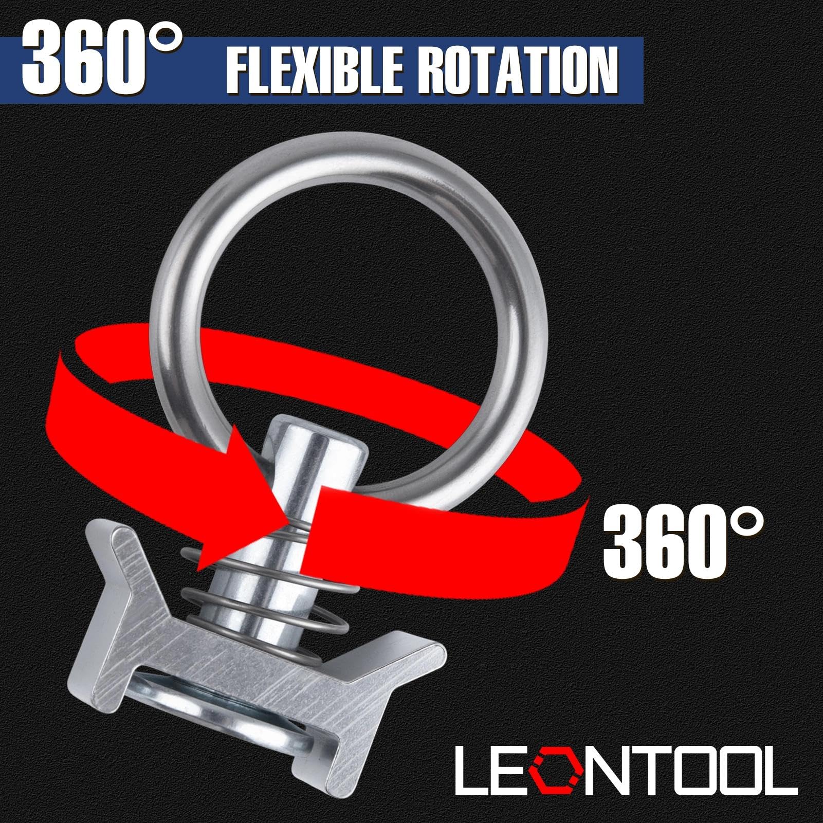LEONTOOL Vis et Écrous Raccord Rail L Anneau Inox 360° Lot 12