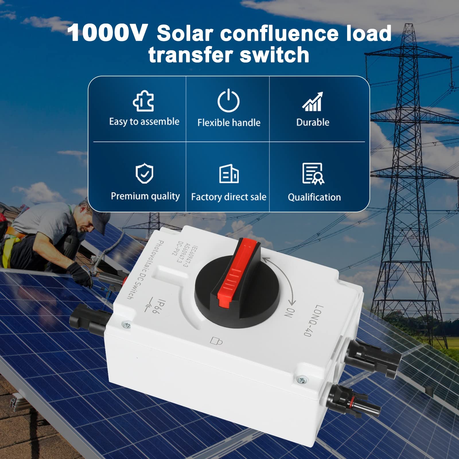 Jadeshay Isolateur solaire DC 32A 1200V IP66