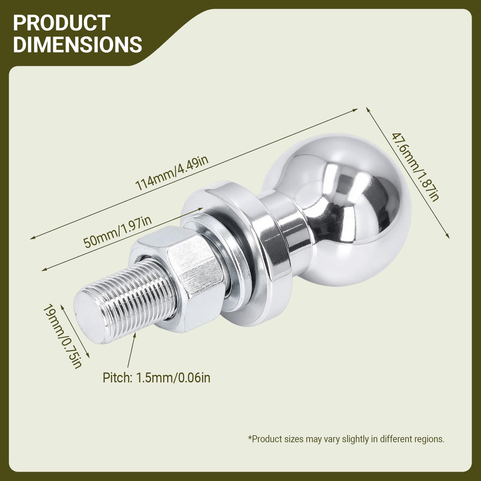 OUKENS Outillage boule attelage 47,6mm chromée 2000 LB