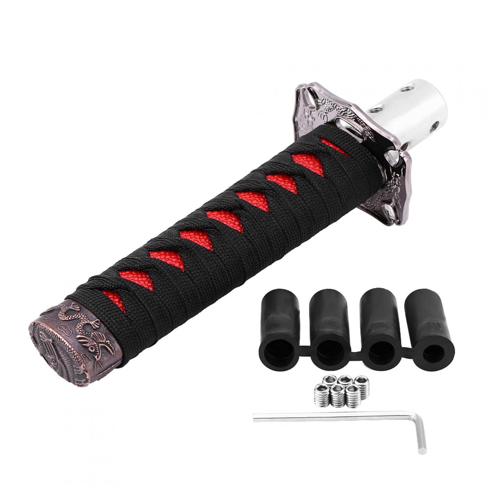 OUKENS Pommeau Levier Vitesse Sabre Noir-Rouge Manuel