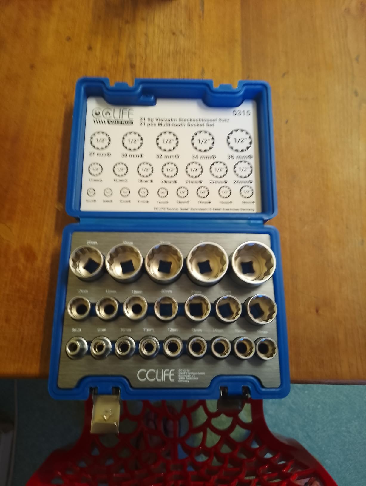 CCLIFE Socket and Bit Sets coffret douilles 1/2 21 pcs Cr-V
