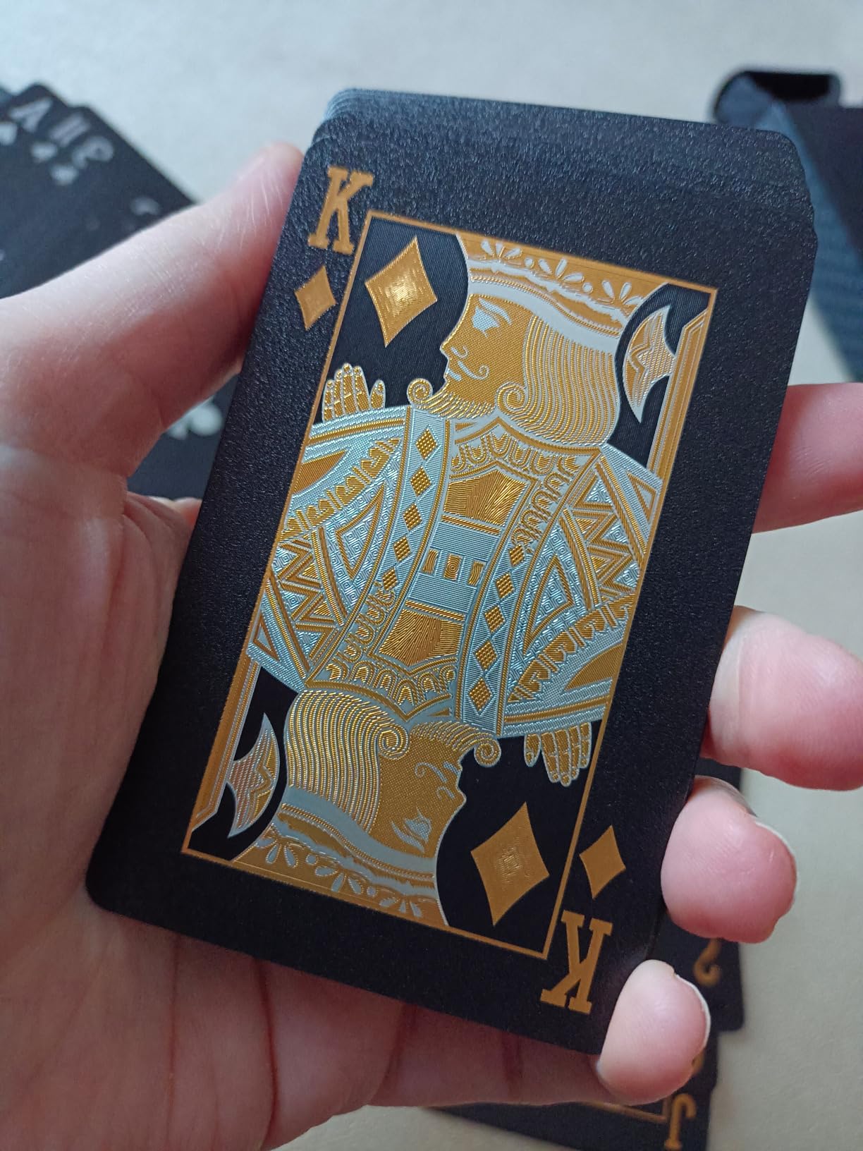 CCLife Carte Poker jeu cartes plastique noir-or 2x54 étanche