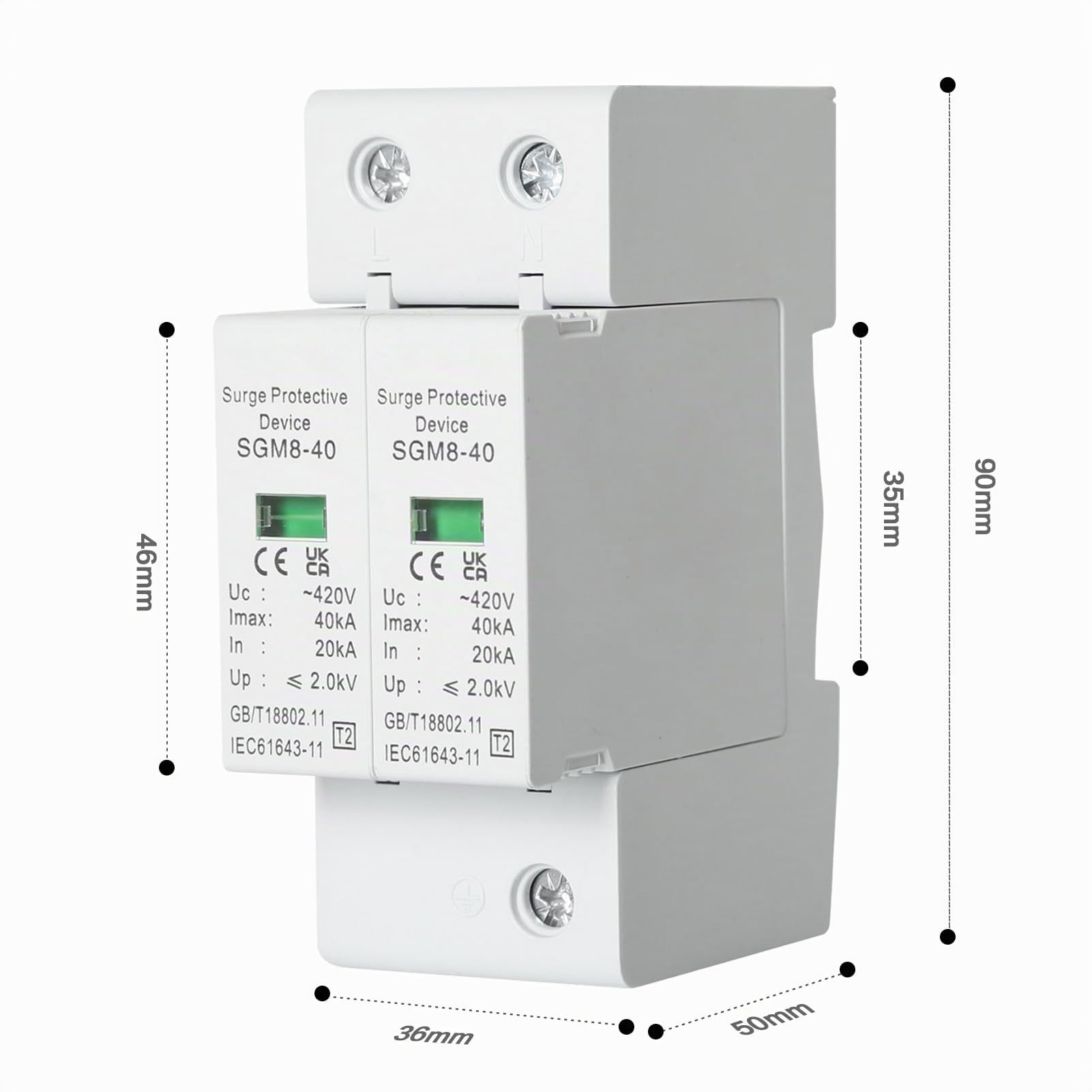 Jadeshay Installation Électrique parafoudre 2P 40kA 220V