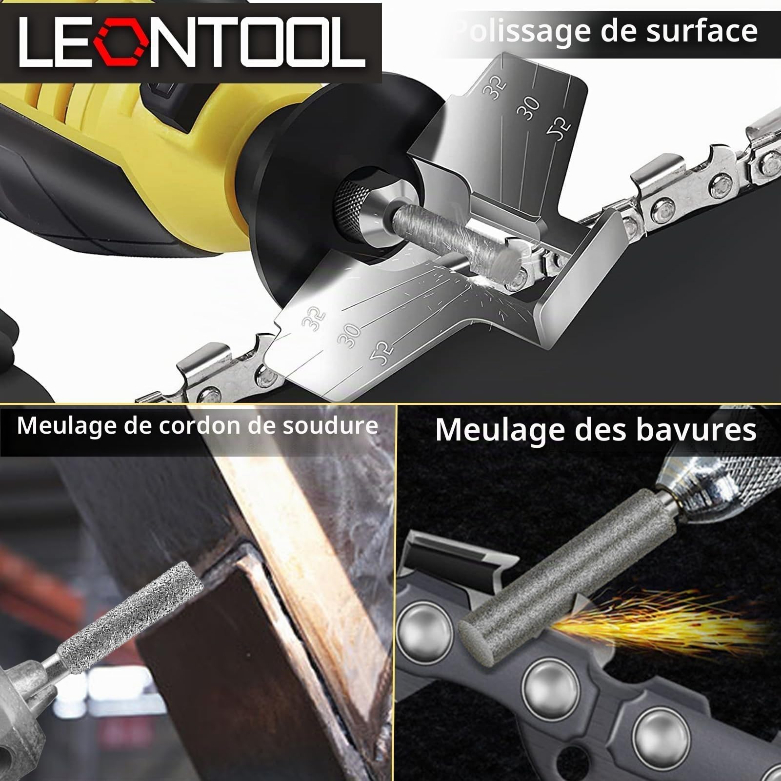 LEONTOOL Lime Diamant Tronçonneuse 4/4,8/5,5 mm Argent 18 Pièces