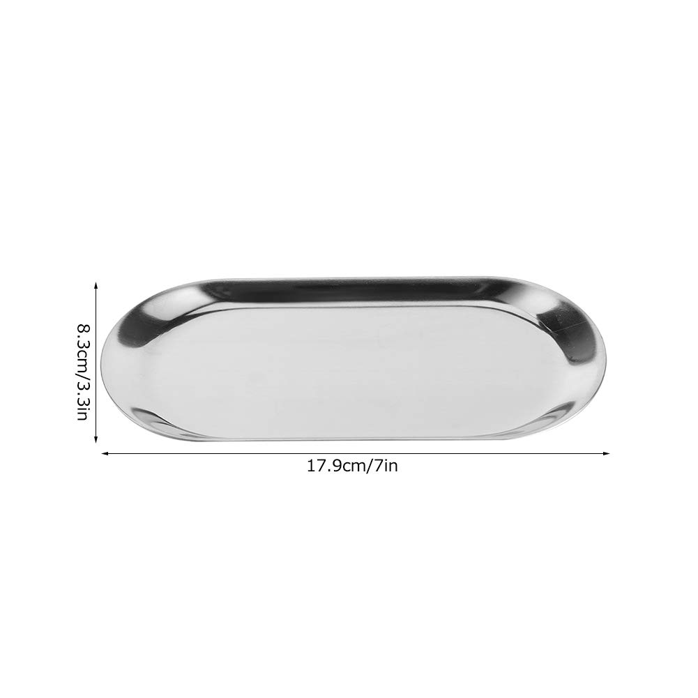 OUKENS plateau bijoux inox ovale argent lot 5