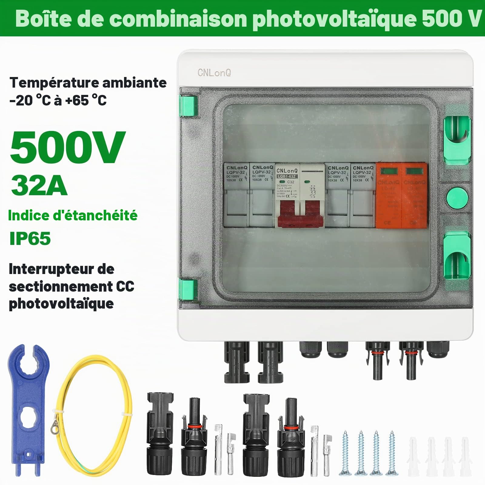 Jadeshay Solaire boîte combinaison 2 voies IP65 DC500V