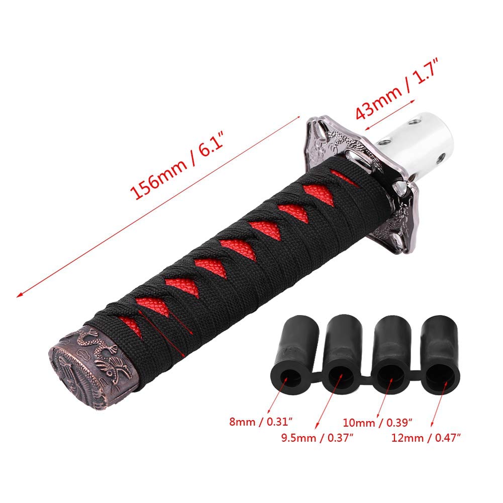 OUKENS Pommeau Levier Vitesse Sabre Noir-Rouge Manuel