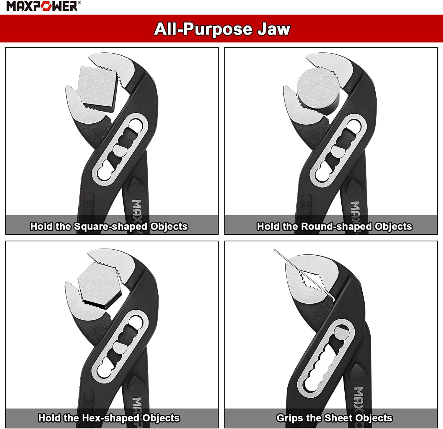 MaxPower Outils plomberie pince multiprise 250mm 90mm Cr-V