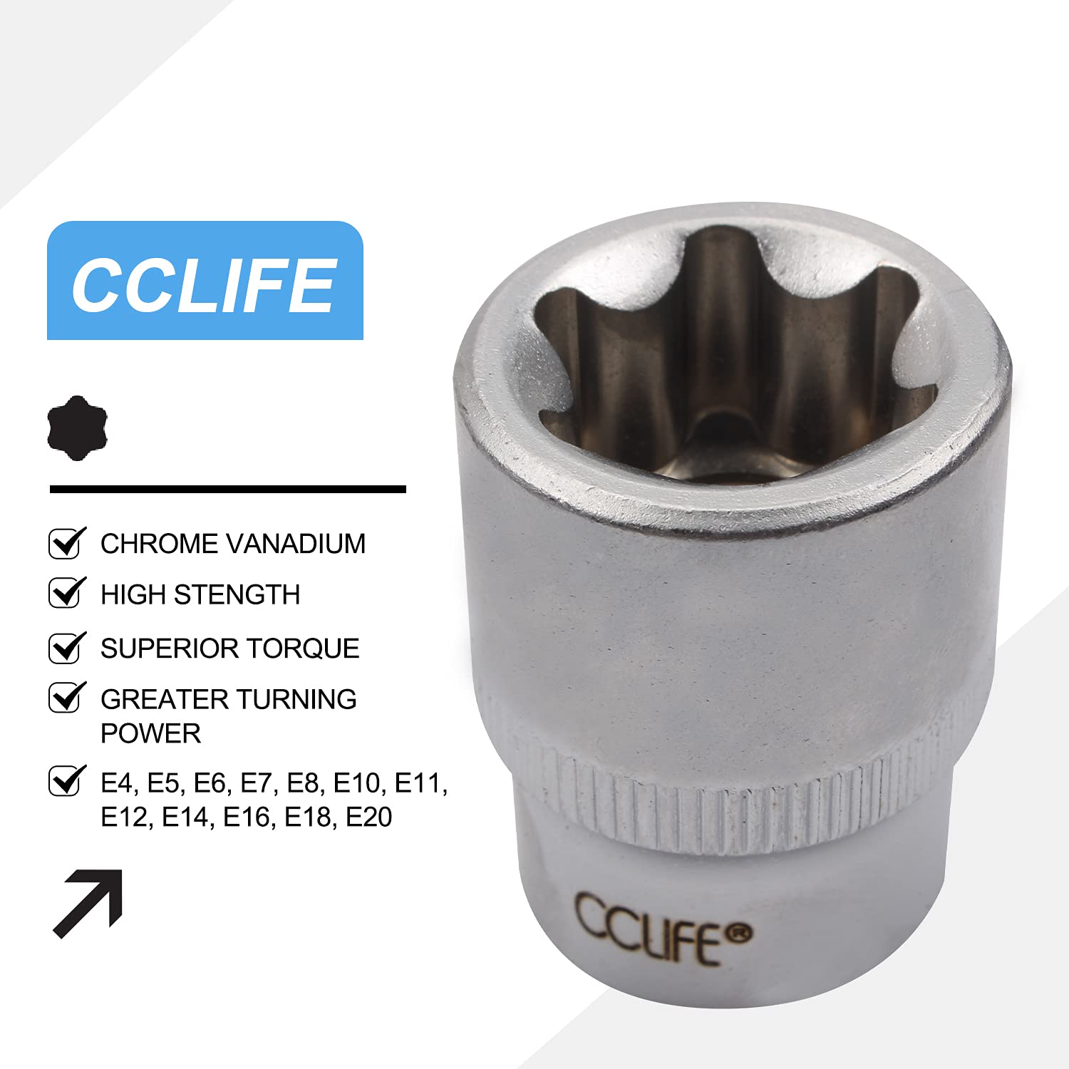 CCLIFE Socket and Bit Sets coffret torx E4-E20 T10-T60 34 pcs