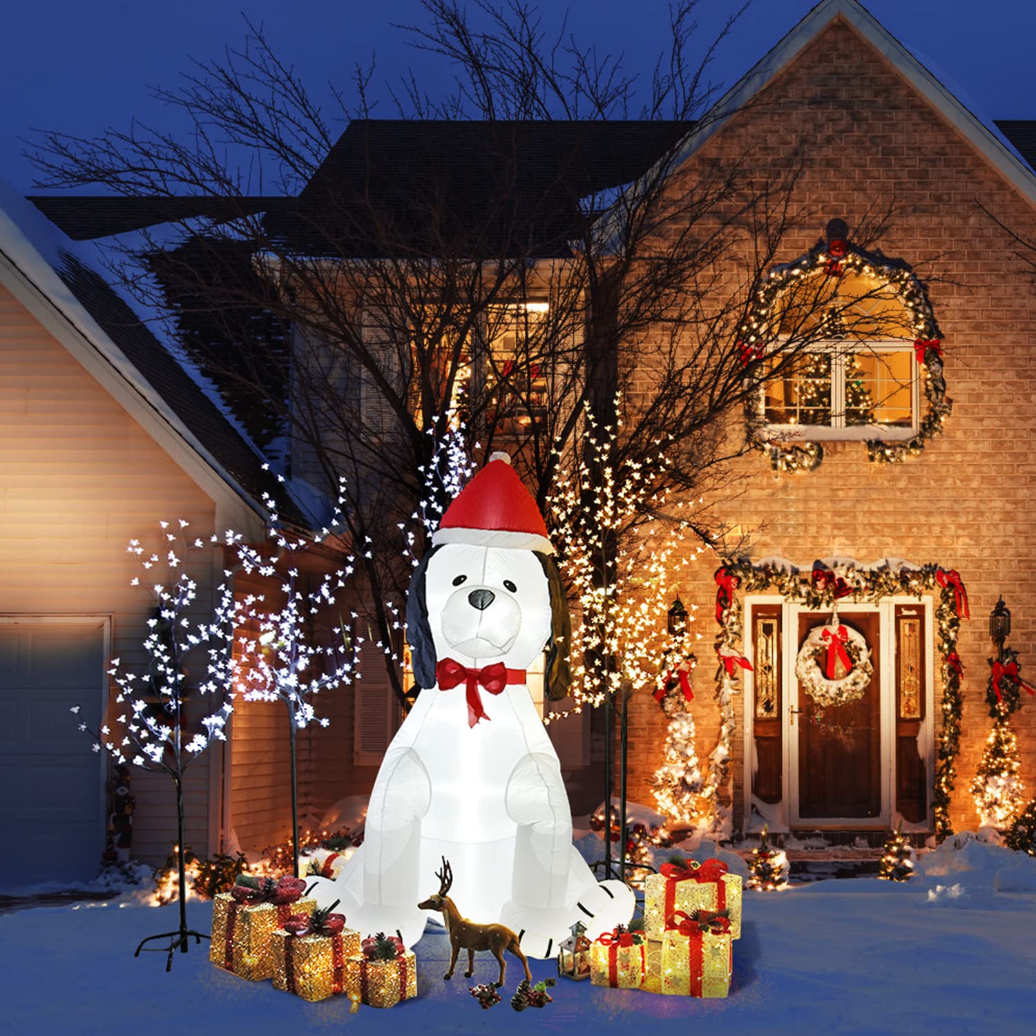 CCLIFE DIY Tools Chien Gonflable Décoration Noël LED 180cm